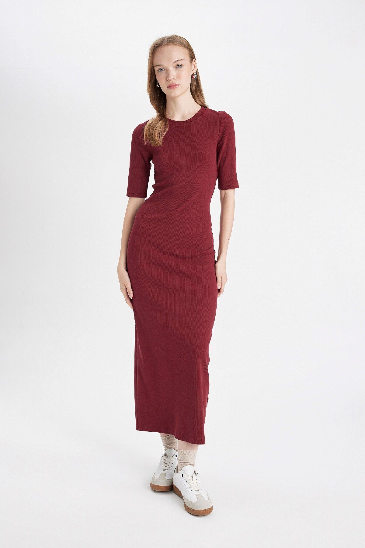 Vestito Midi Donna In Maglia Aderente - Girocollo, Bodycon, 100% Acrilico, Casual Ed Elegante - Foto 5