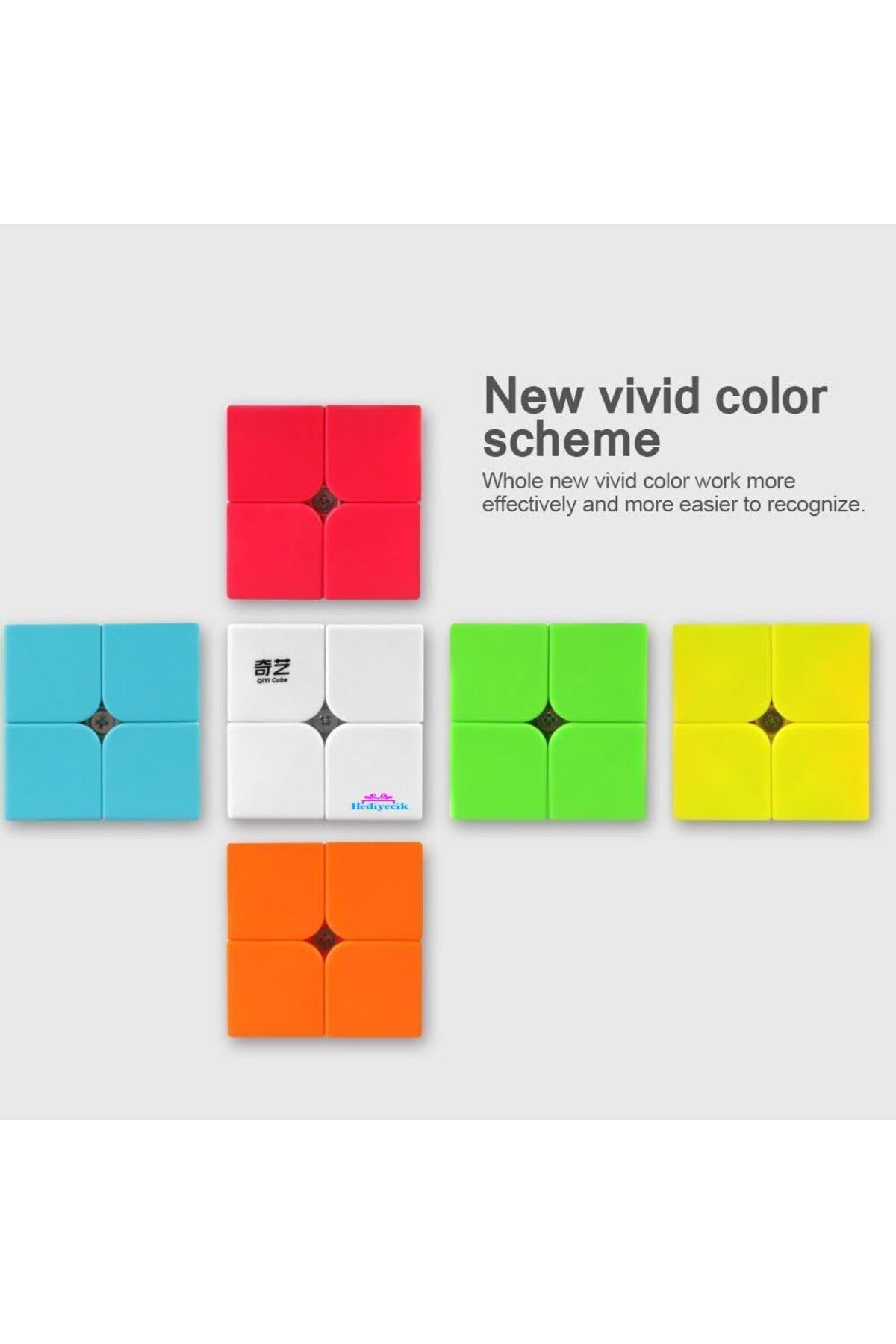 hediyecik-Qiyi Qidi 2X2 Stickerless Intelligence Cube Intelligence Cube Rubik Cube Fast Intelligence Cube 8