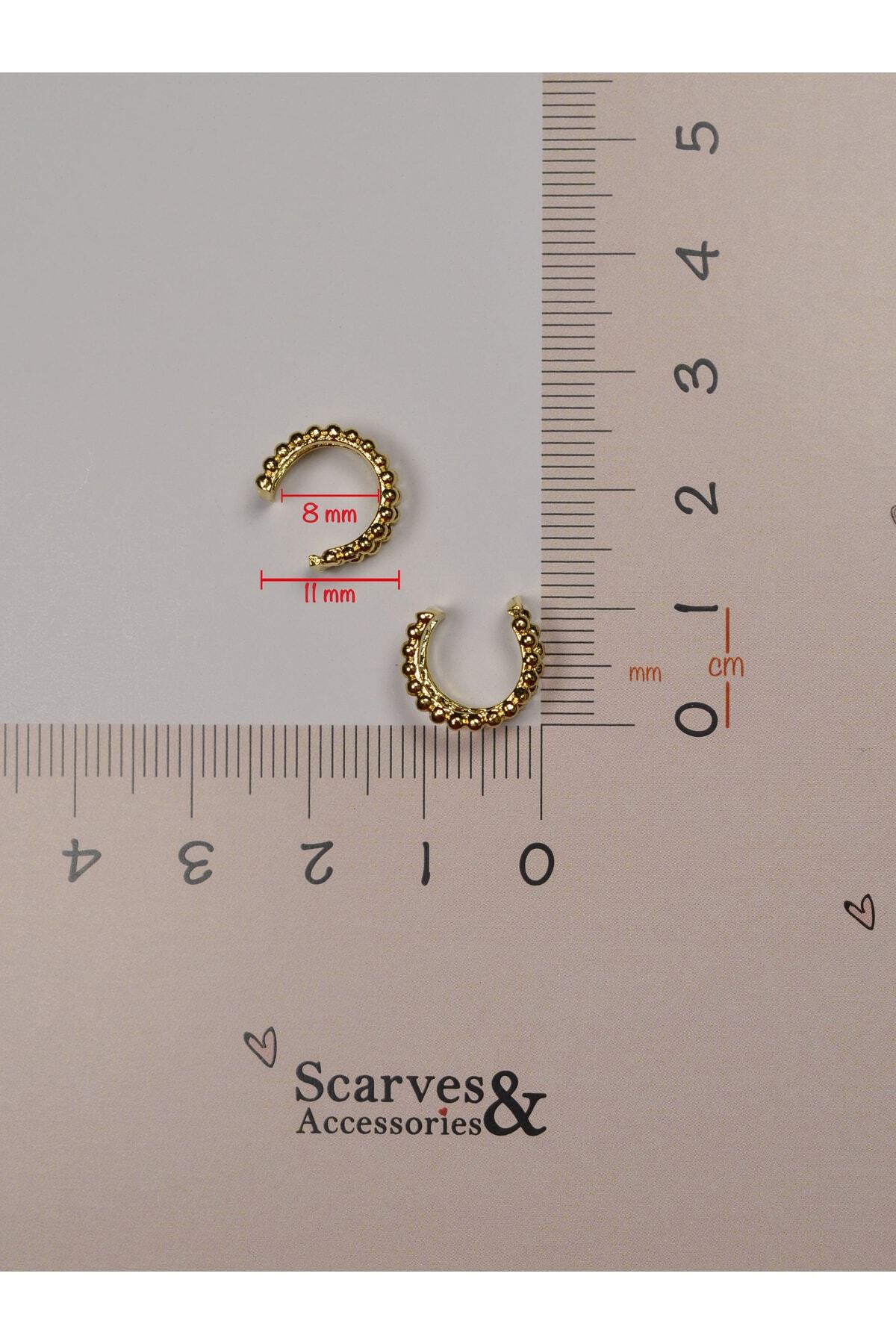 Mini Topçuklu Gold Earcuff Sıkıştırmalı Kıkırdak Küpesi 3