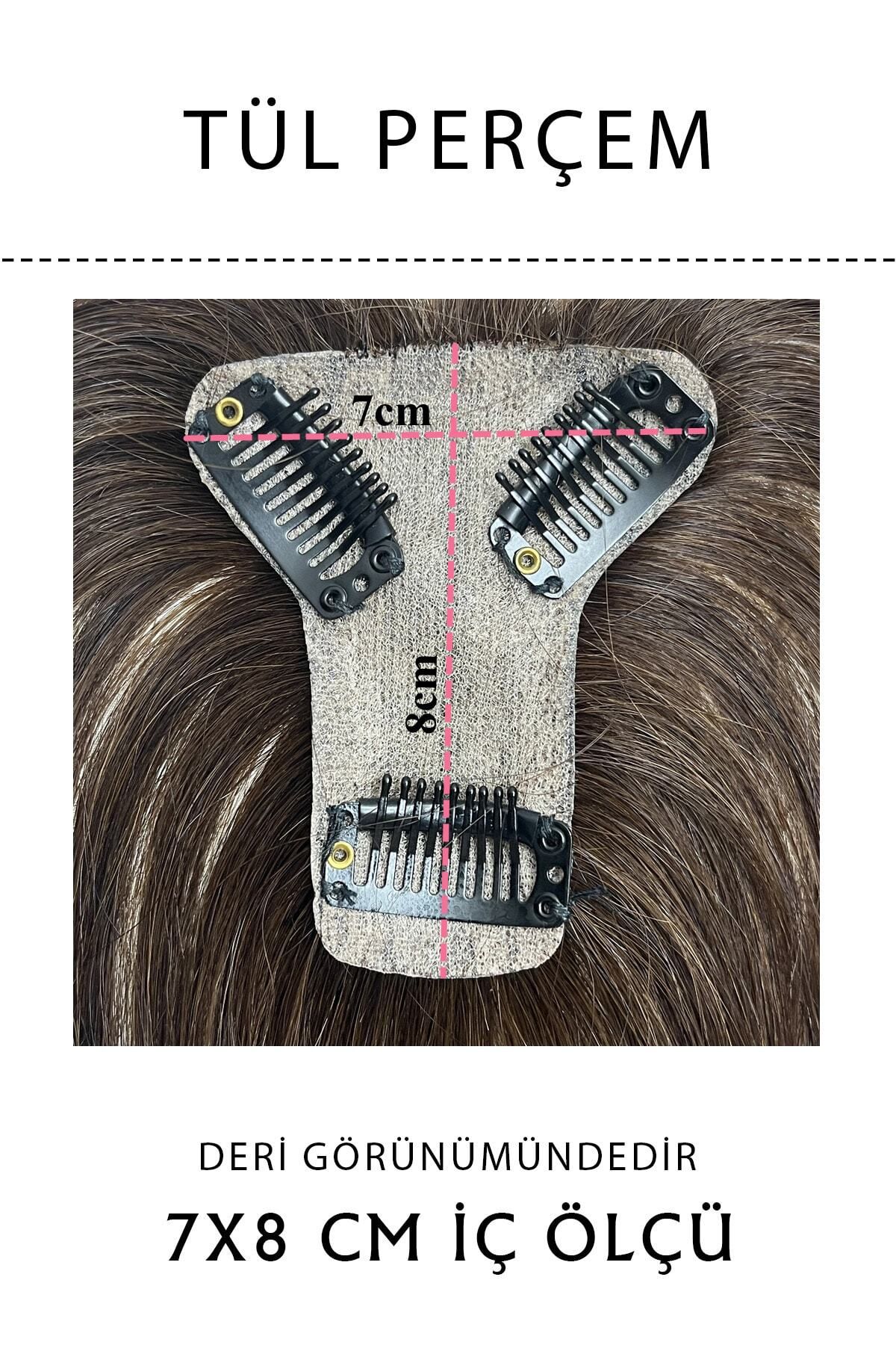 LOLLY PONY-Natural Brown Color - Hair Clip with Scalp and Tulle Rivet 5