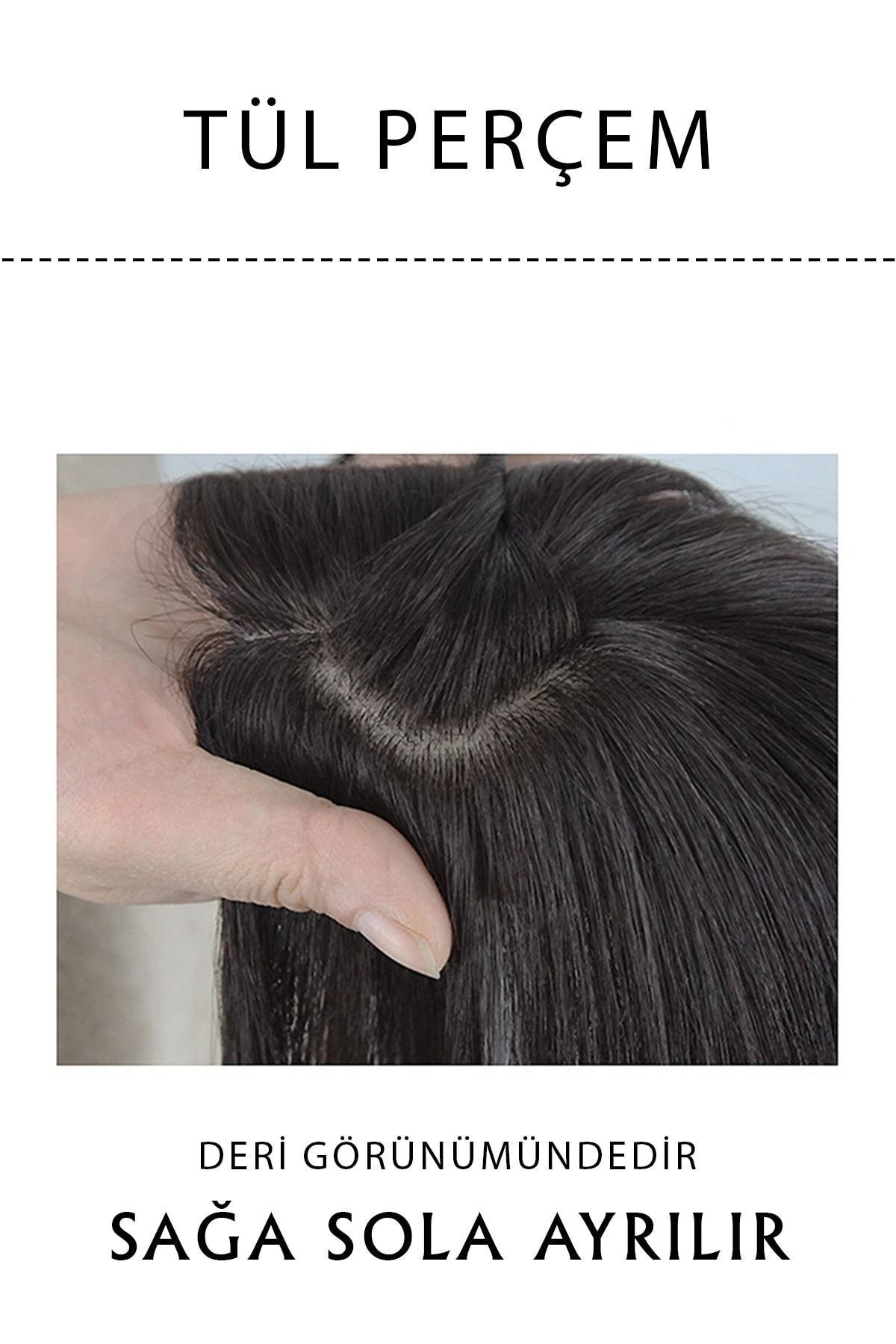 LOLLY PONY-Natural Brown Color - Hair Clip with Scalp and Tulle Rivet 4