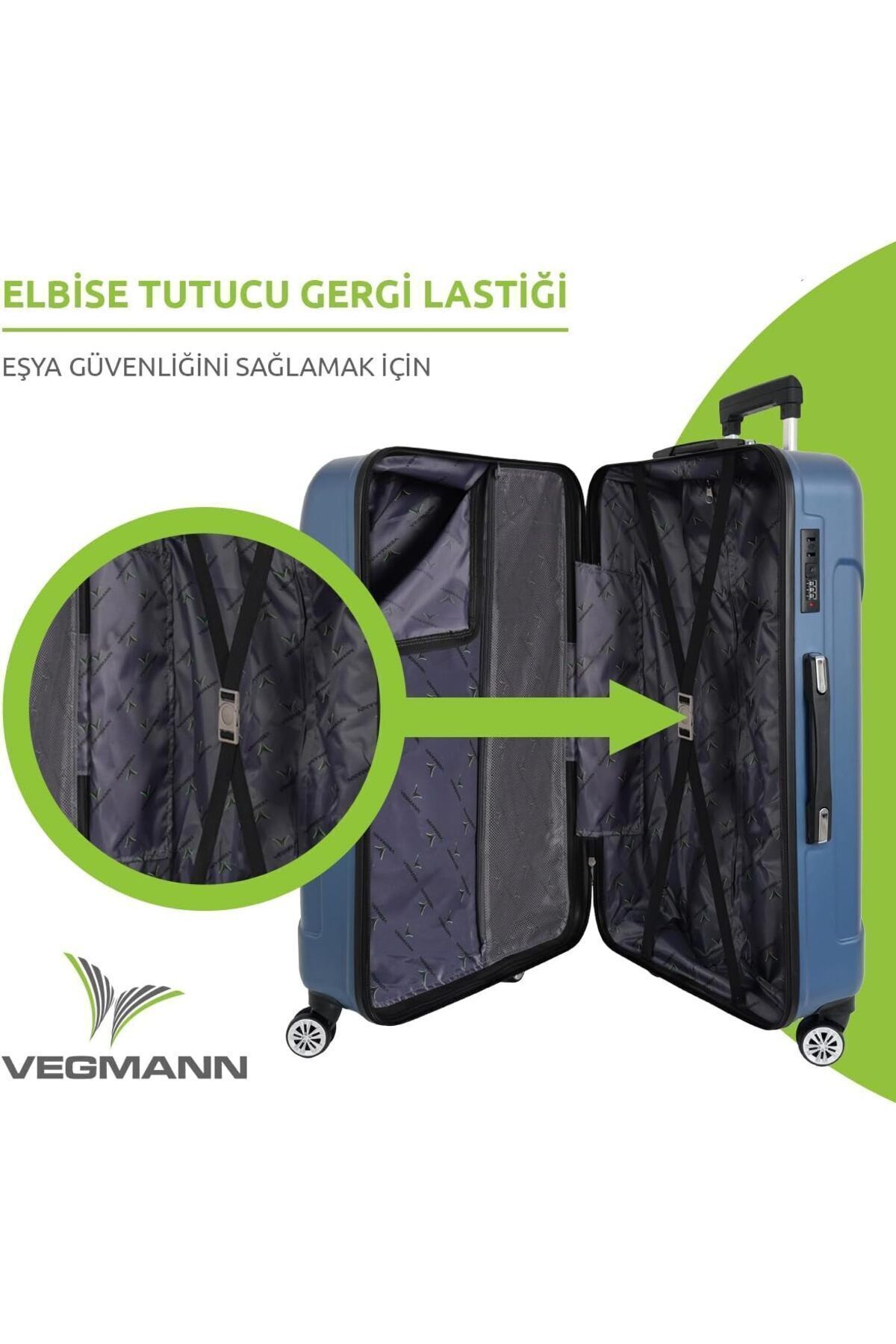 Vegmann Vela Kırılmaz Dayanıklı 3lü Valiz Seti & Bavul Seti
