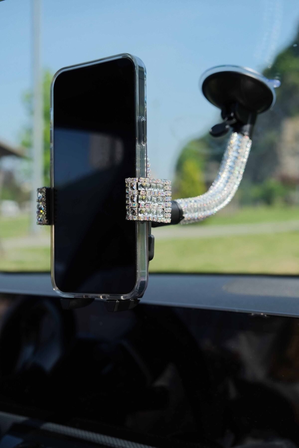 Yaldızlı Araç Içi Cama Telefon Tutucu