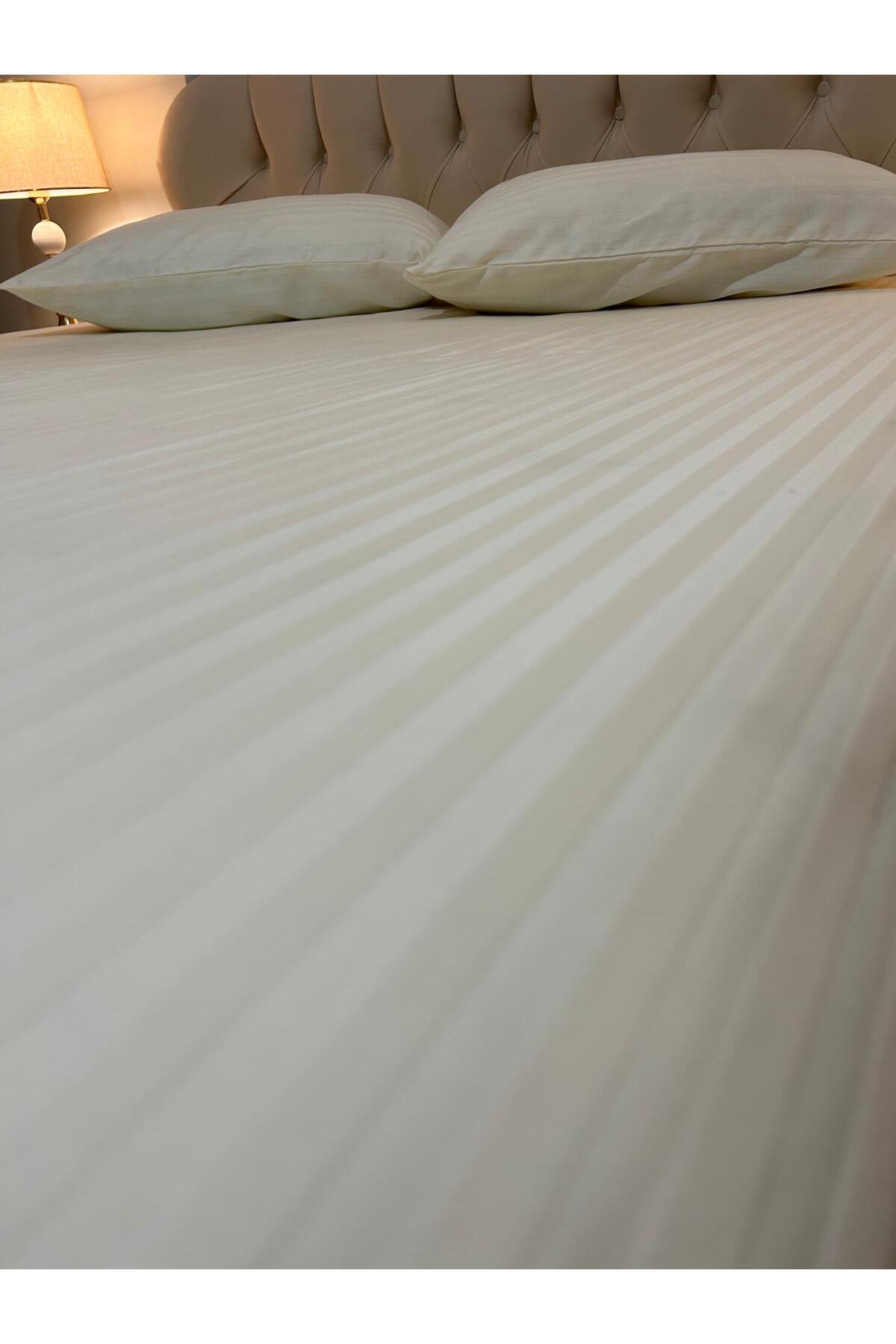 Cotton Satin Double Fitted Bed Sheet Set 160 x 200 + 40cm Height