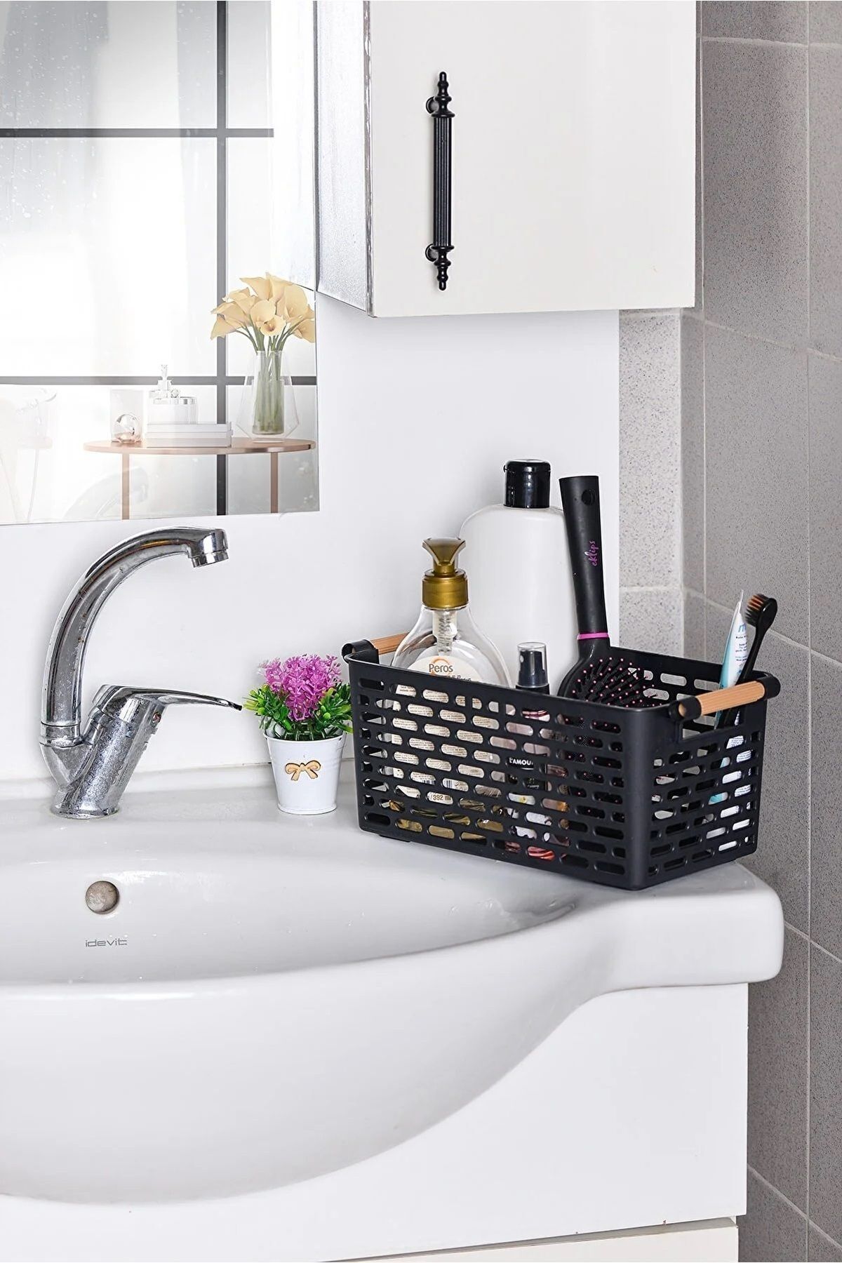 KRM HOME-Καλάθι Organizer πολλαπλών χρήσεων 5 τεμαχίων με πλαστικές λαβές - Ντουλάπα & συρτάρι & καλάθι οργάνωσης μπάνιου 4