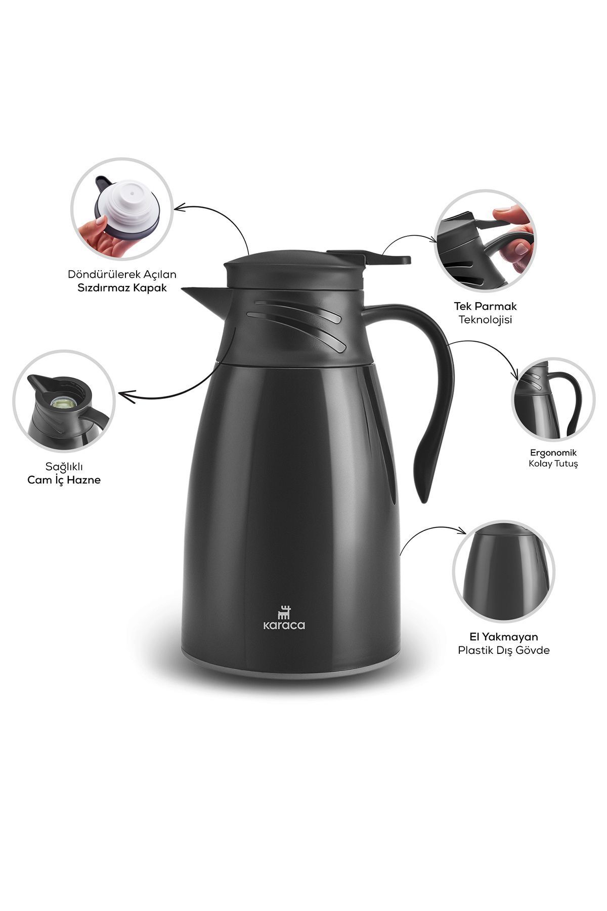فلاسک مشکی Bella Sealing Thermos 1 لیتری سیاه Karaca
