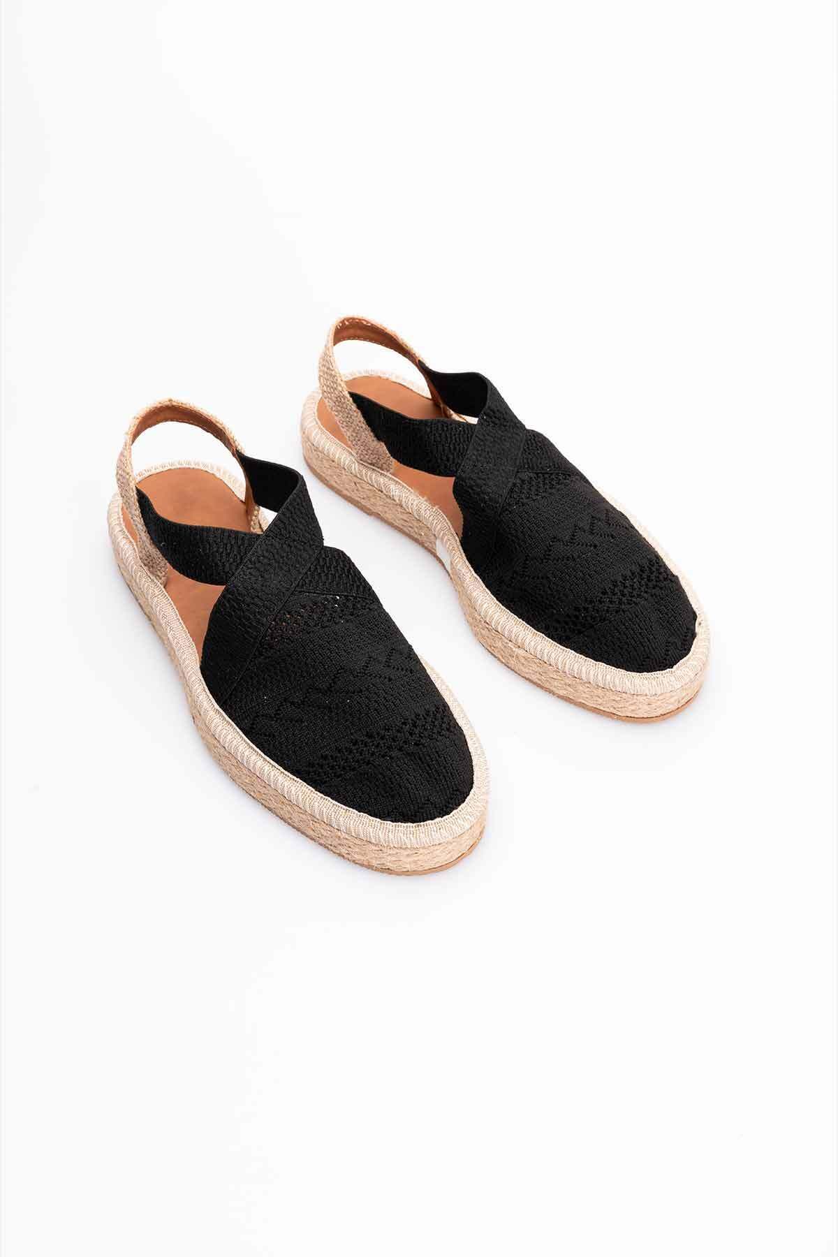MORIA Larissa Black Knitwear Espadrille Sandals M019B Trendyol