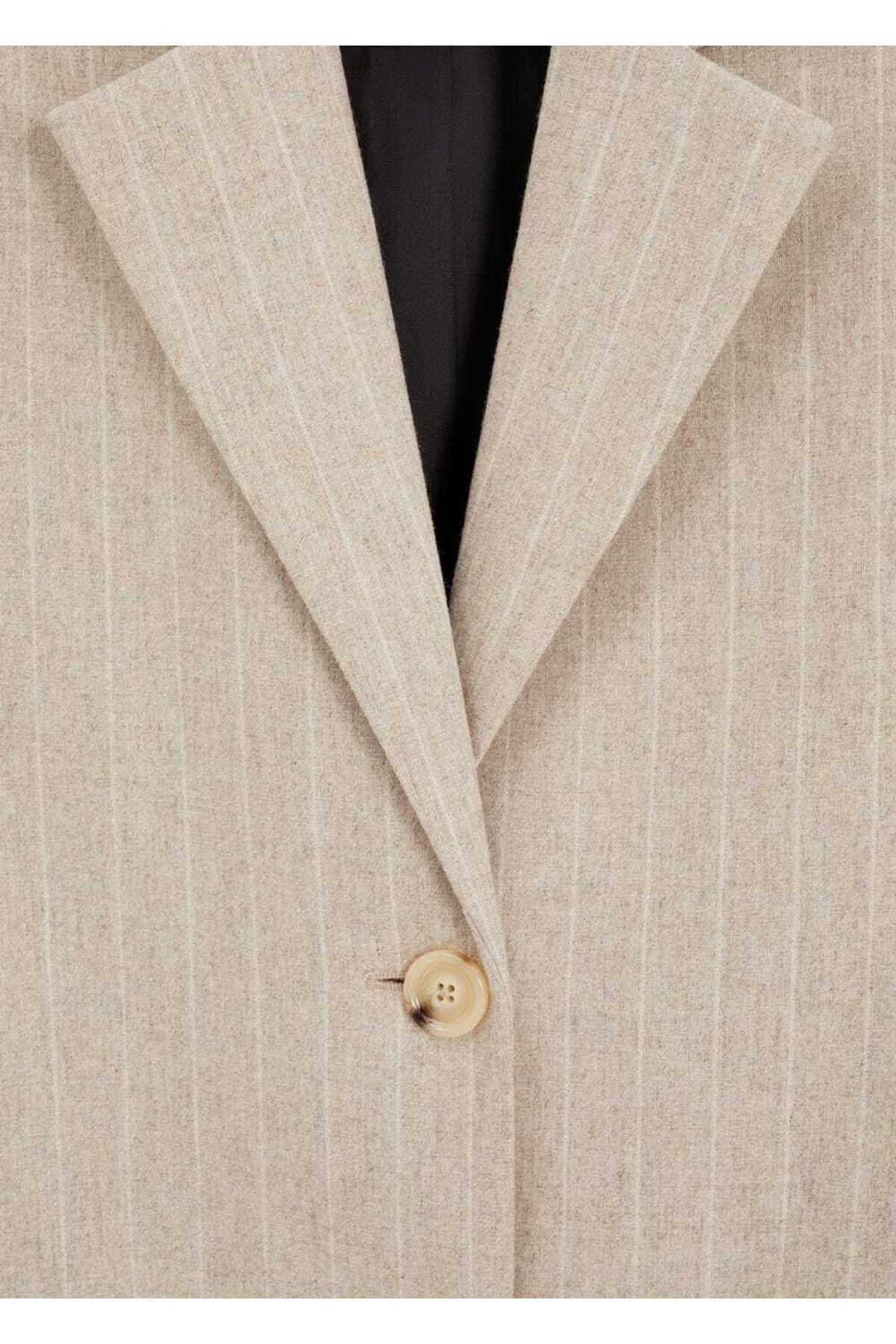 MANGO Woman-Pinstripe wool coat 6