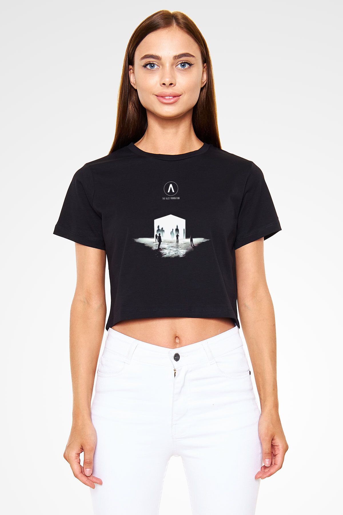 tf tişörtfabrikası Crop Top Negru - Tricou Archive Femeie - L