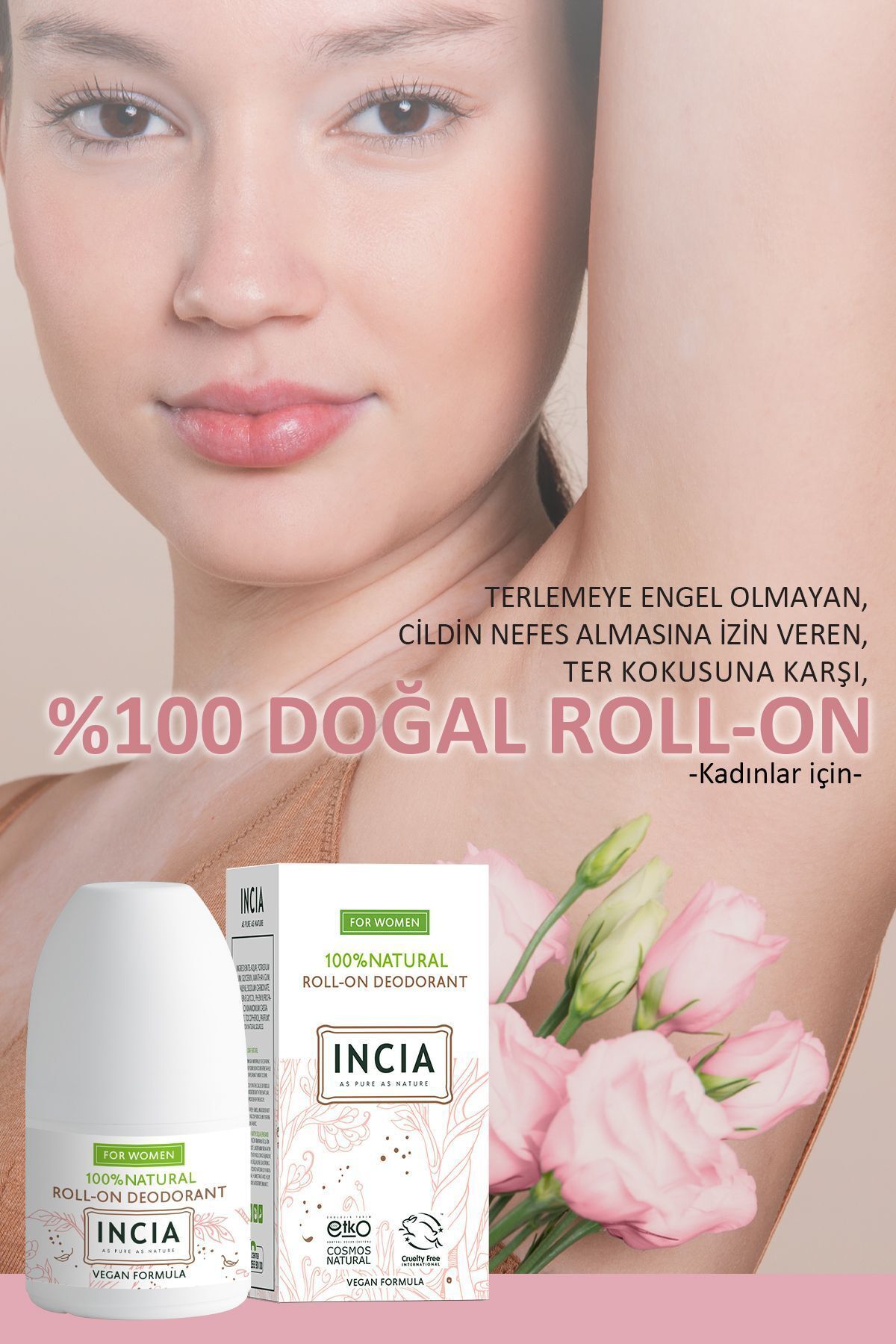 Incia-100% natürliches Roll-On-Deodorant gegen Schweißgeruch für Frauen, rostfrei, 50 ml 6