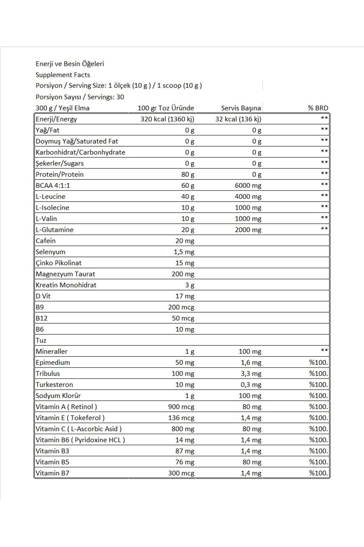 Glutamine 300 Gr/bcaa 300 Gr/proflaks Plus Vitamax 300 gr 8