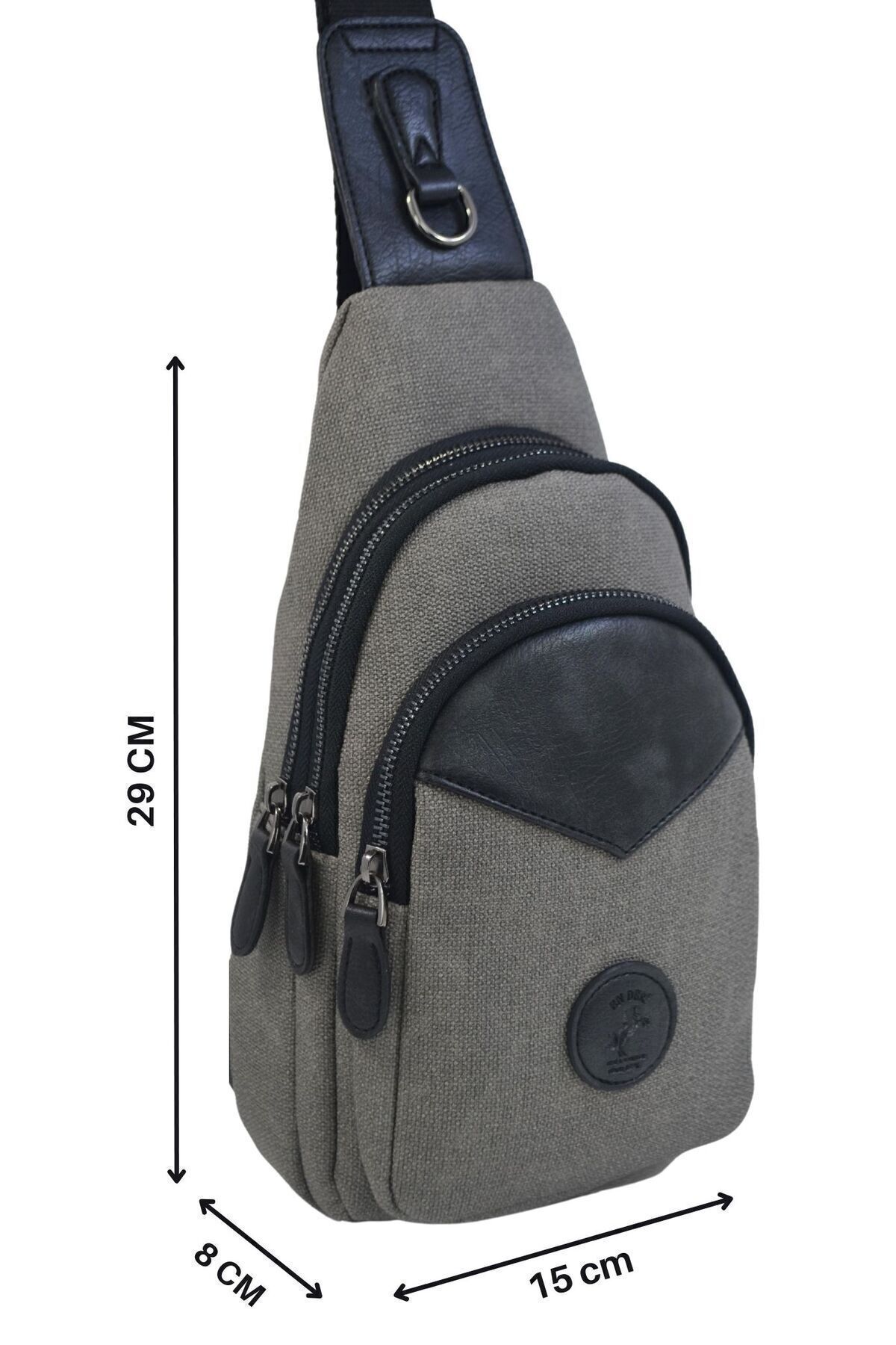 en deri Men s Anthracite Canvas Shoulder Bag Cross Strap Detail Trendyol