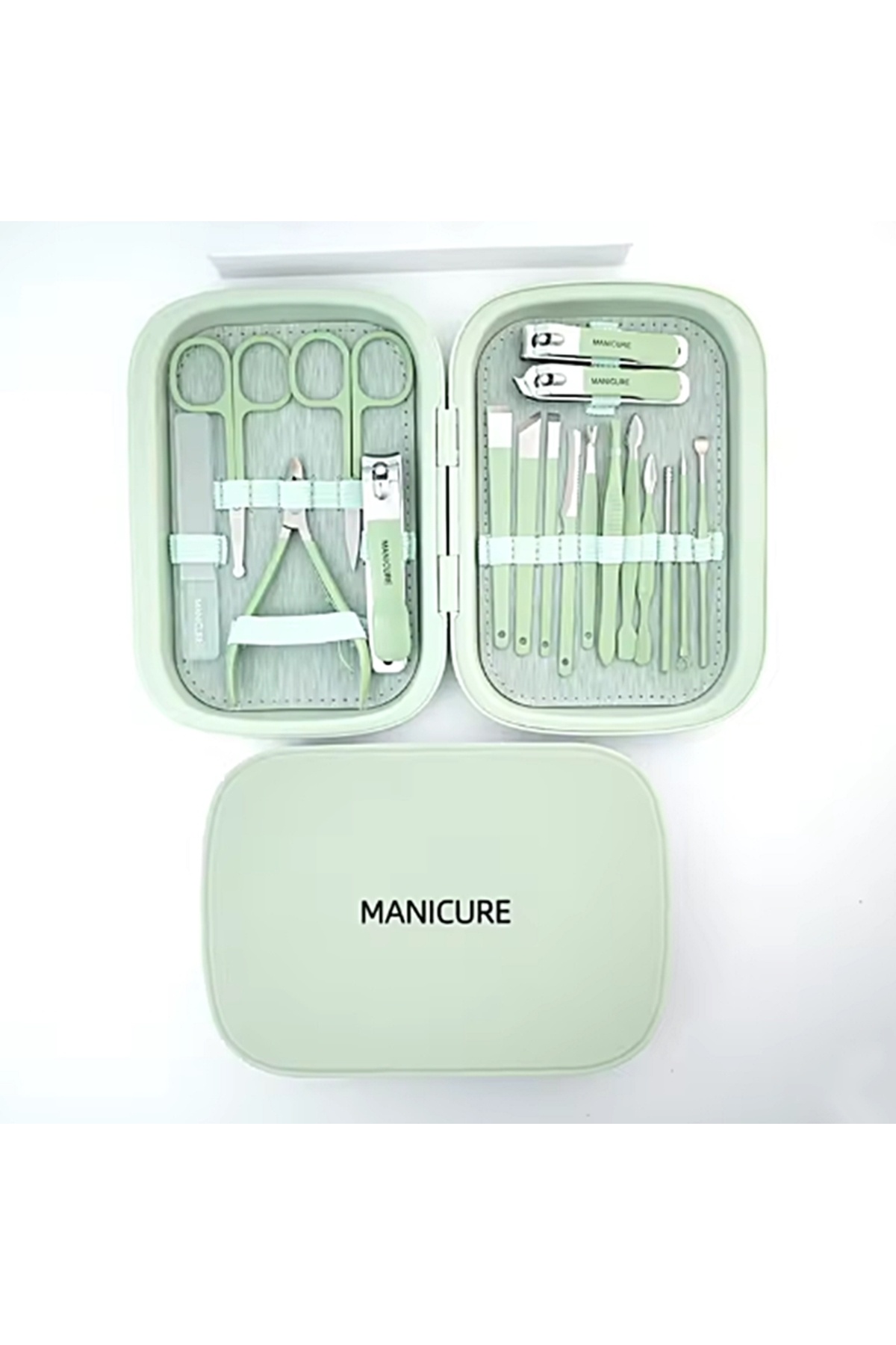 18'li Profesyonel Manikür&Pedikür Yüz Bakım seti & Manicure Set & Su Yeşili Renk — model no :7 _EY_ Kişisel Bakım Seti — تصویر 2 از 7