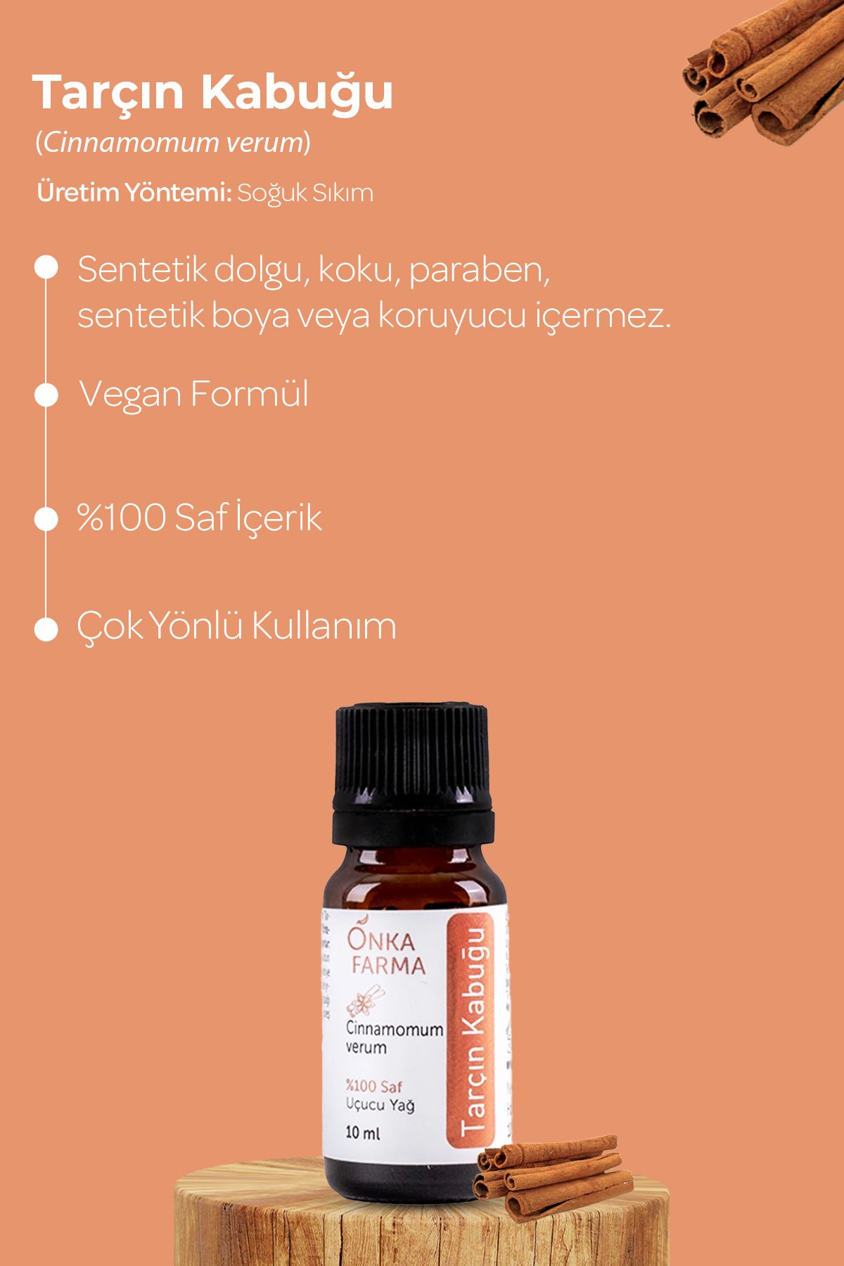 روغن پوست دارچین Onka Farma - 100% خالص و طبیعی بدون افزودنی اسانس - 10 میلی لیتر OnkaFarma