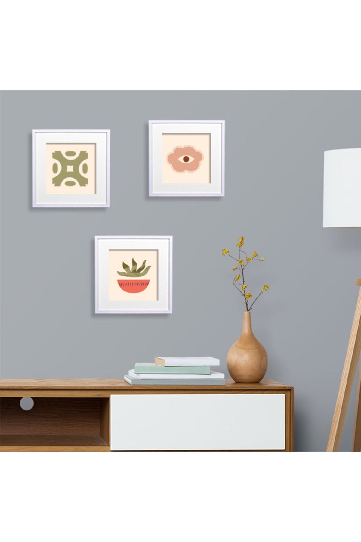 Lodos-White 21x21cm Square Photo Frame with Adhesive Disconnect and Mat - Pack of 3 6