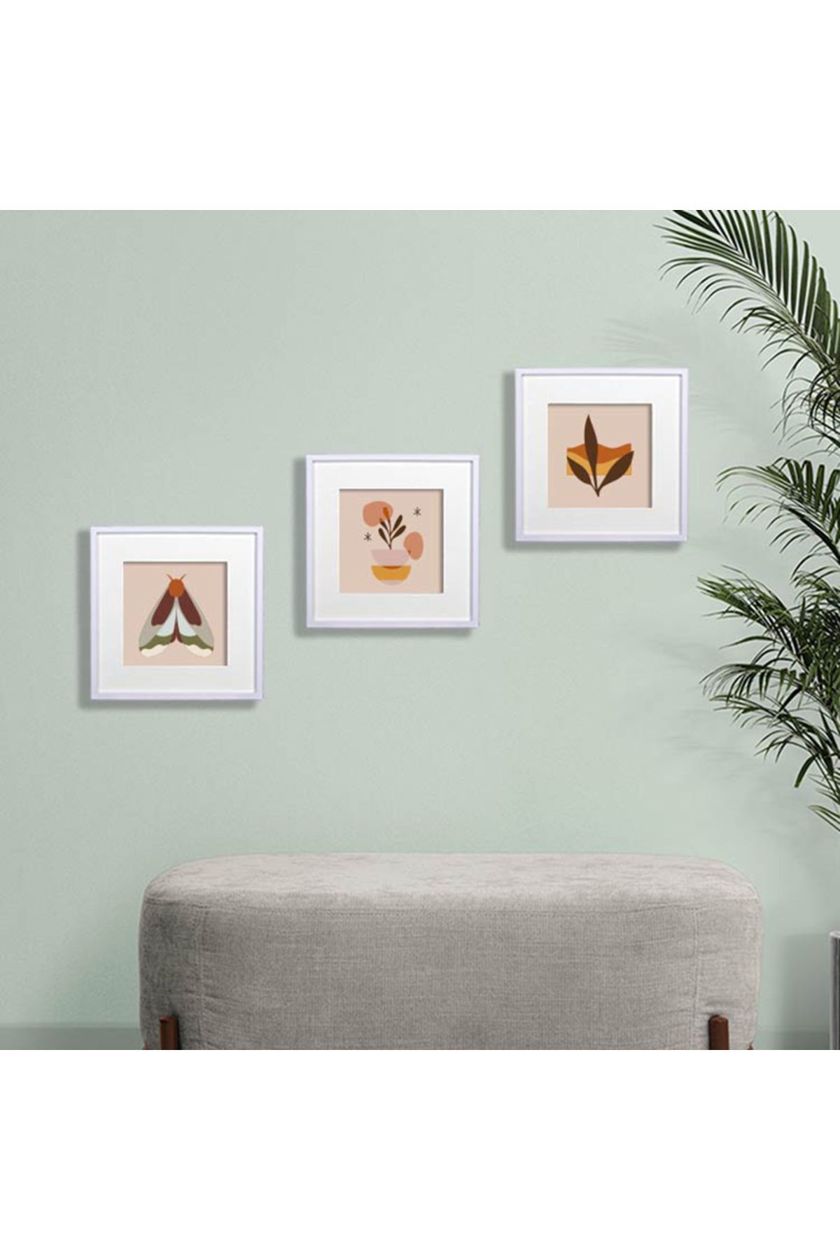 Lodos-White 21x21cm Square Photo Frame with Adhesive Disconnect and Mat - Pack of 3 5