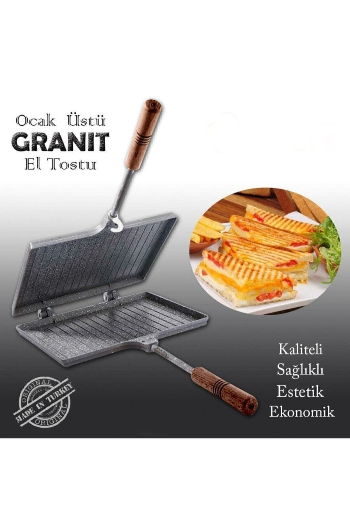 TAŞHAN-Inside Outside Granite Casting Hand Toaster , Granite Ultra Luxury Stovetop Toaster Grill 2
