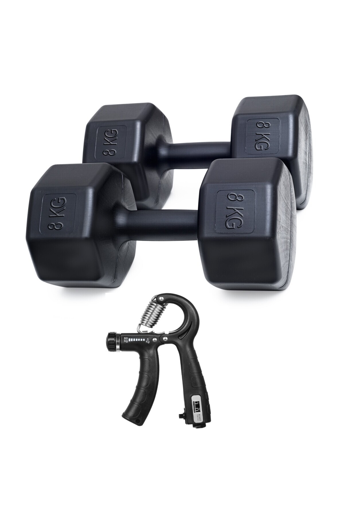 Besinistanbul 8 Kg Dambıl X 2 Adet = 16 Kg + Sayaçlı Ayarlanabilir El Yayı