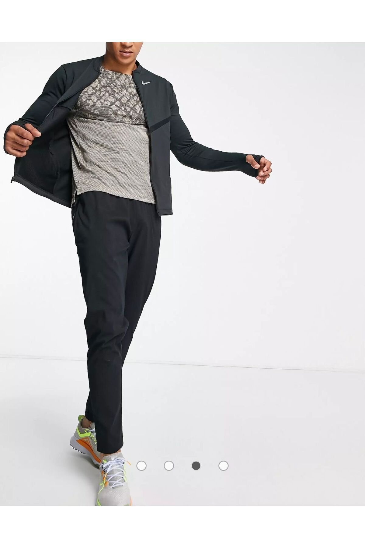 Nike-Black Dri-Fit Thin Men's Running Jacket - Full-Zip, Division Element 3