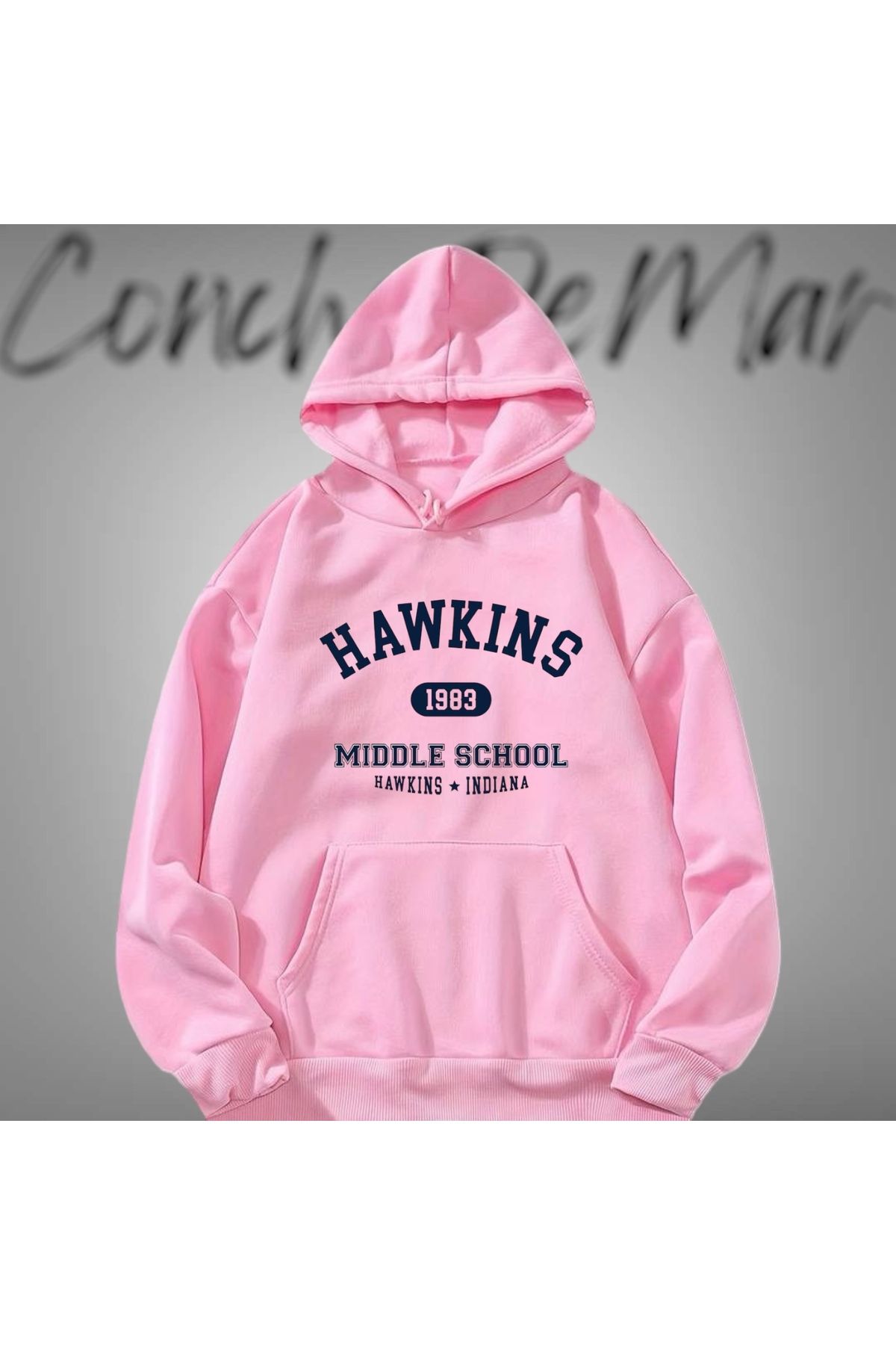Stranger things pink hoodie hotsell