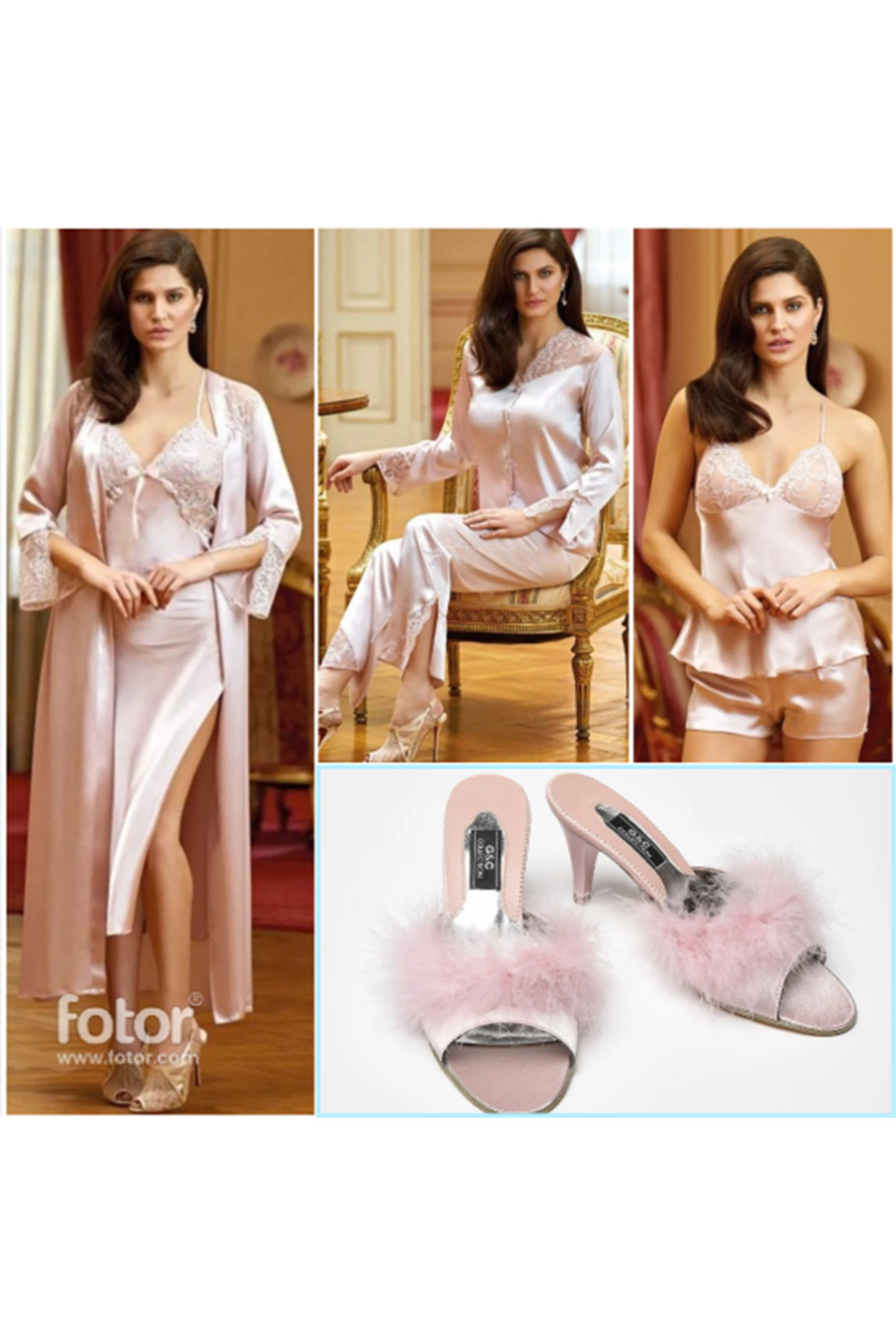 CSN CASANO Çeyizlik 6'lı Saten Gecelik Seti TERLİK HEDİYEDİR (Terlik Numaranızı Mesaj Olarak Belirtiniz)