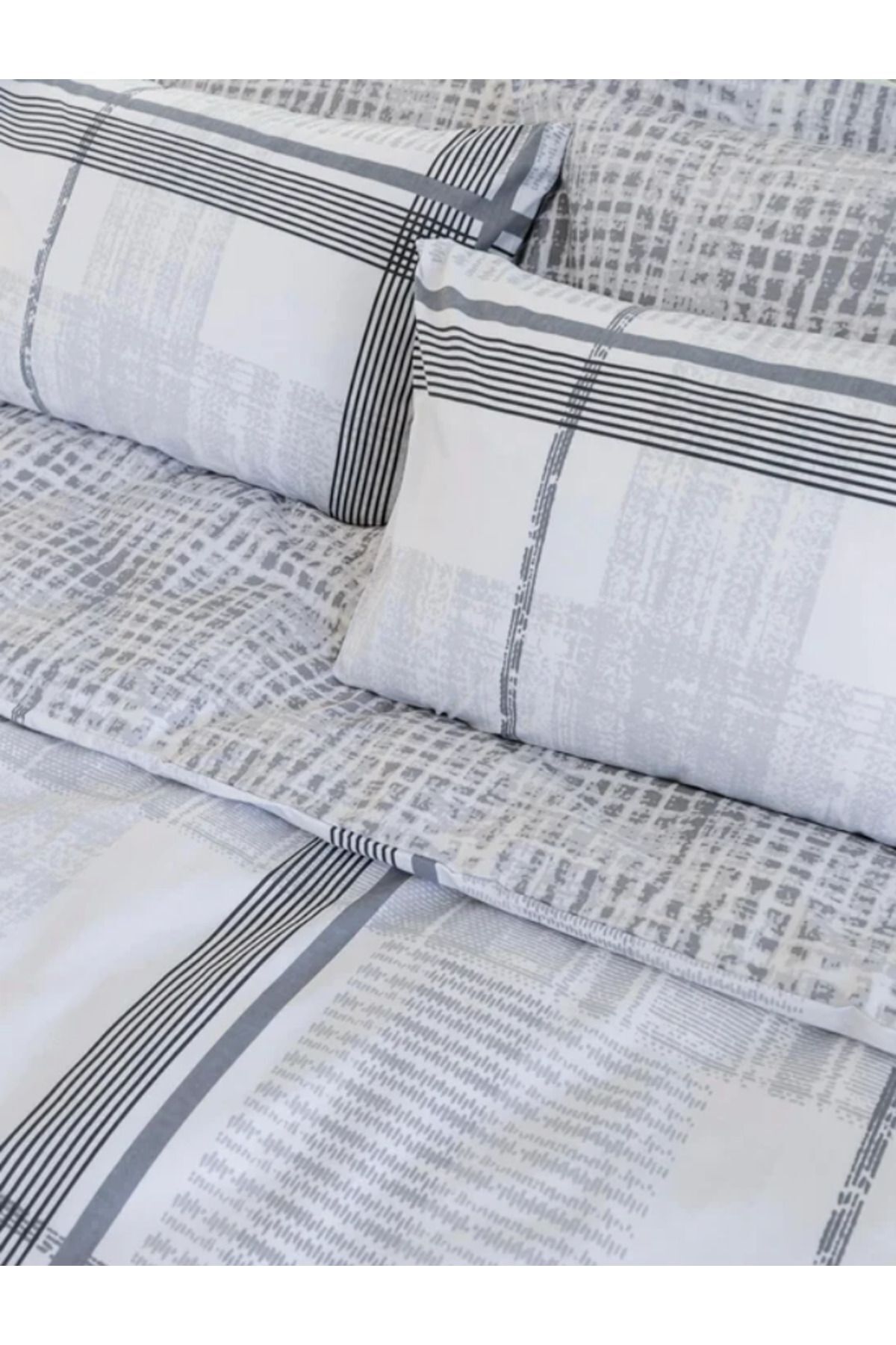 Altınbaşak-Ranforce Double Duvet Cover Set - Shadows Gray Towel Gift 1