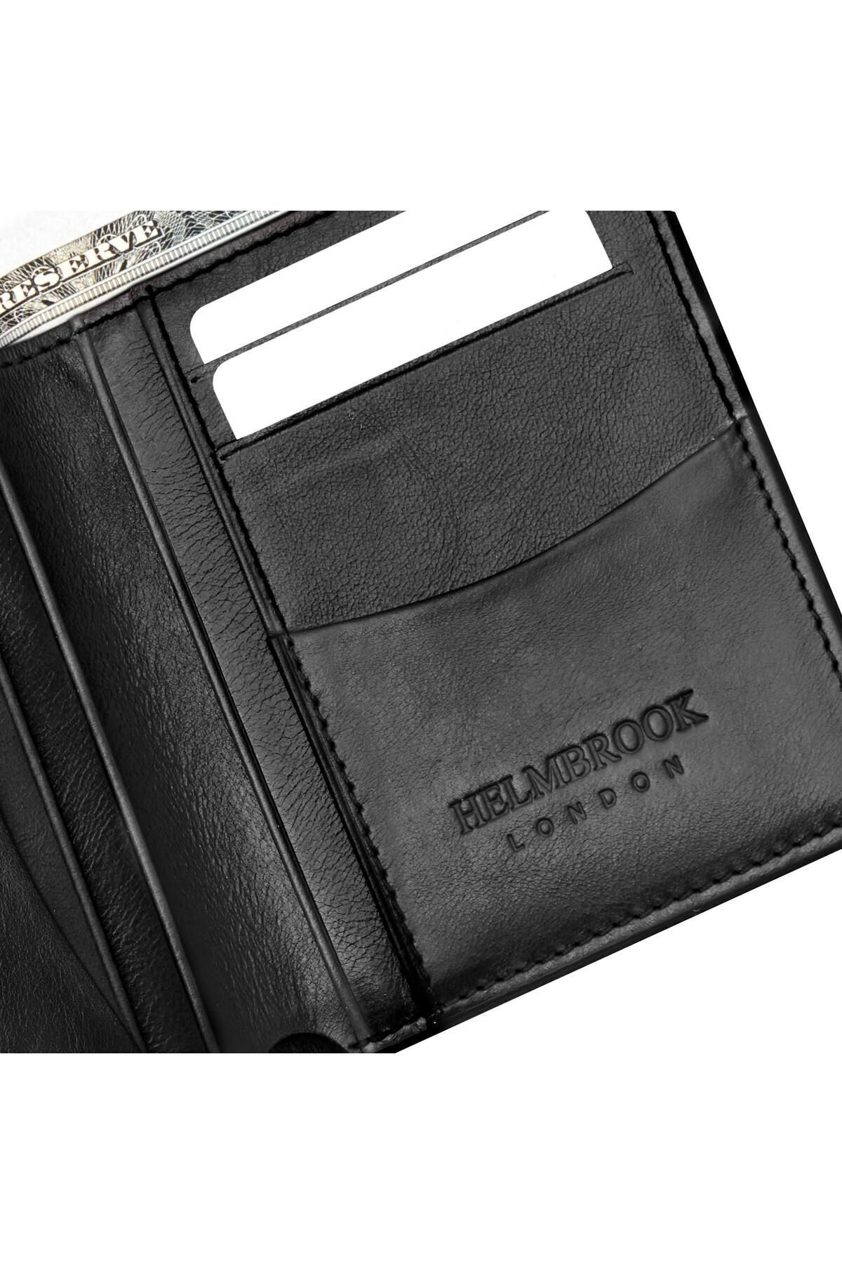 کیف پول مردانه طراحی باریک چرم سیاه و سفید دیتون محافظت شده RFID HELMBROOK