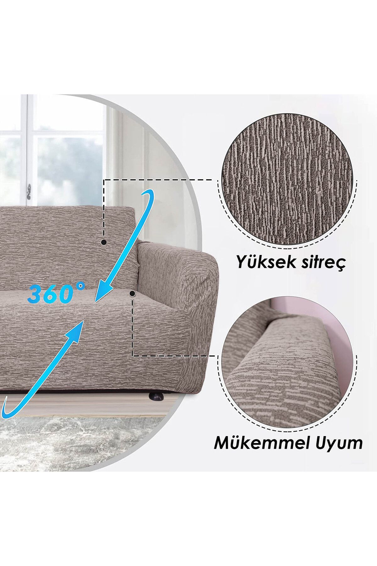 riselerhome-Jacquard Plain Pattern Lycra Flexible Washable Sofa Cover 3+3+1+1 Sofa Set 3