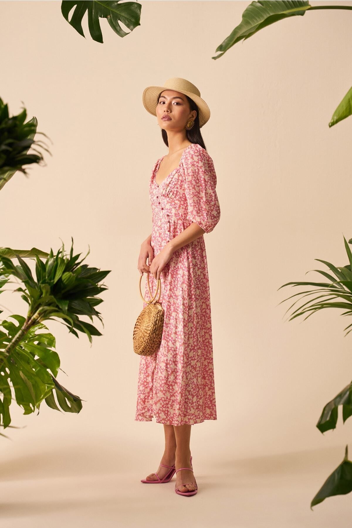 Mathilda By Çiğdem Bilici-Rochie midi de damă cu nasturi 3