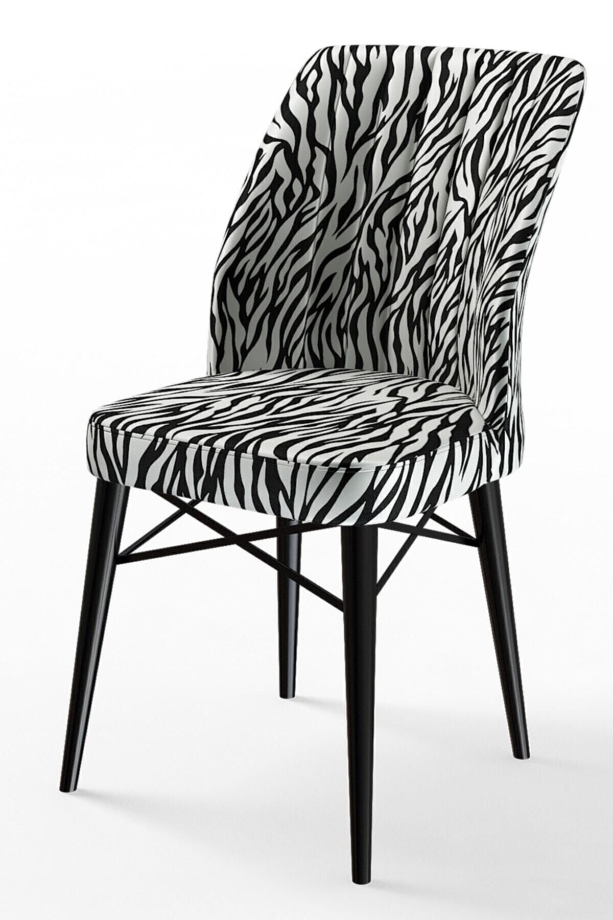 Canisa Flex Series Chair Zebra Pattern Chair with Black Hornbeam Legs