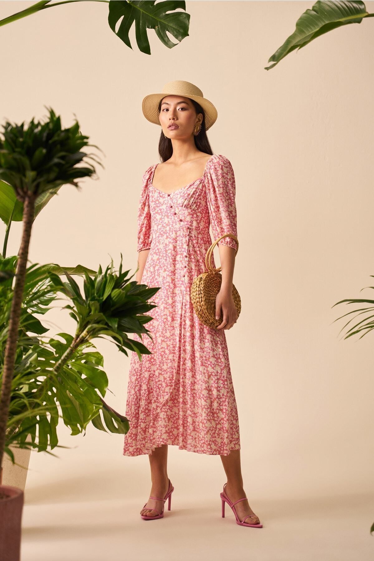 Mathilda By Çiğdem Bilici-Rochie midi de damă cu nasturi 4