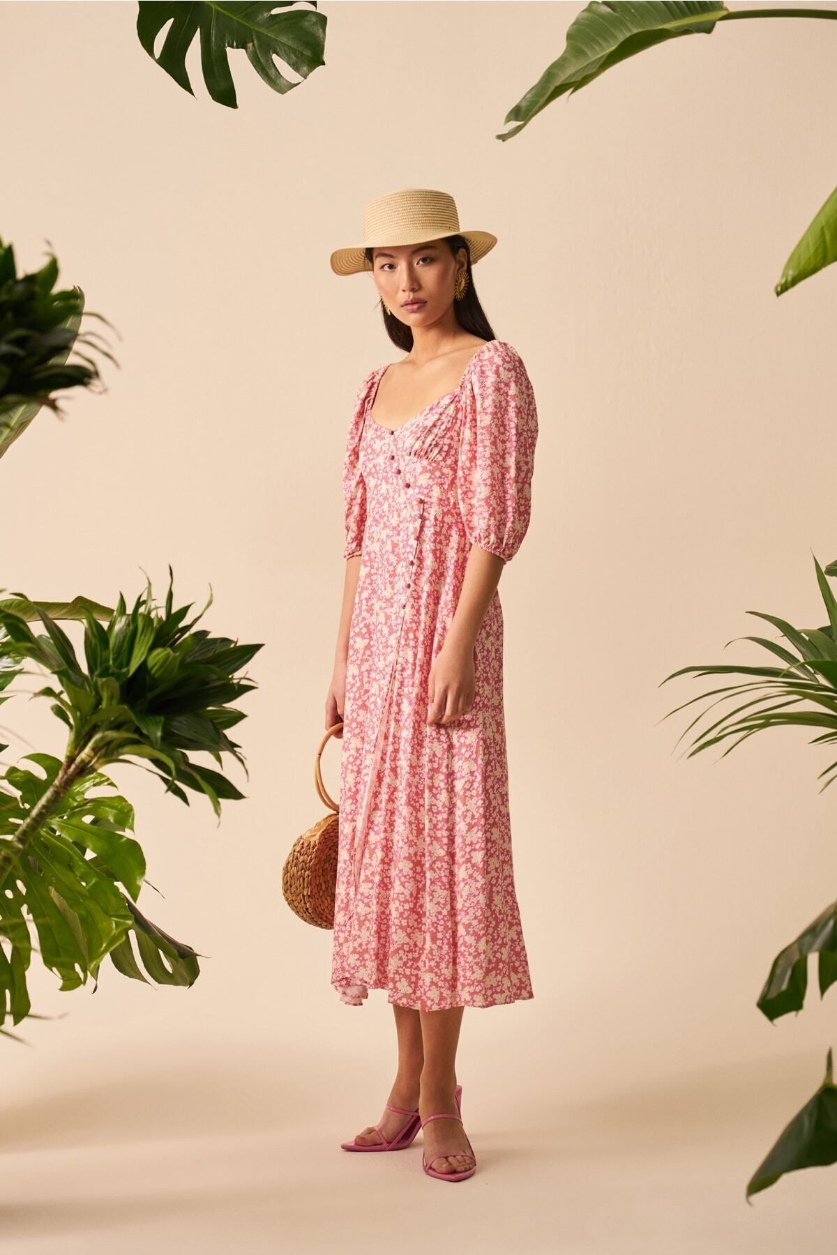 Mathilda By Çiğdem Bilici-Rochie midi de damă cu nasturi 2