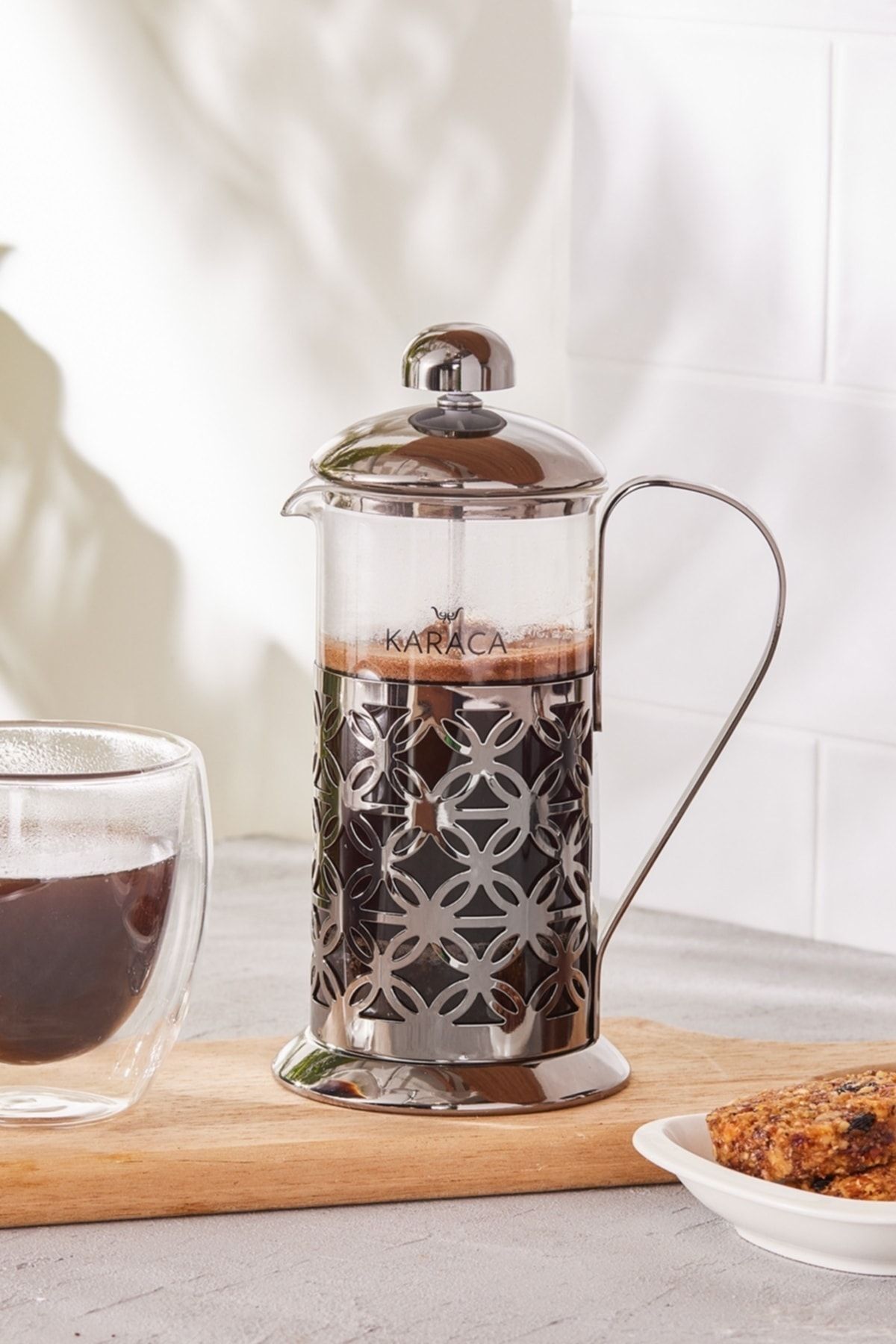 Cookplus-350 مل من زجاج البورسليكات بالضغط الفرنسي - زهرة القهوة السوداء 1