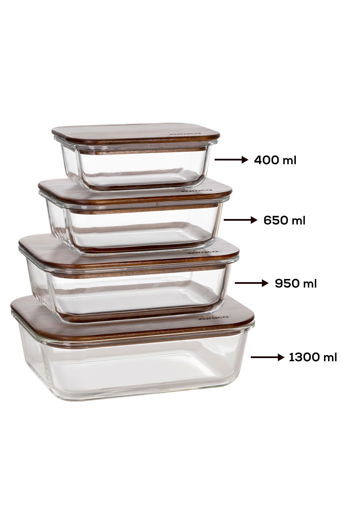 Karaca-Karya Acacia Glass Storage Container with Wooden Lid 650 ml 5