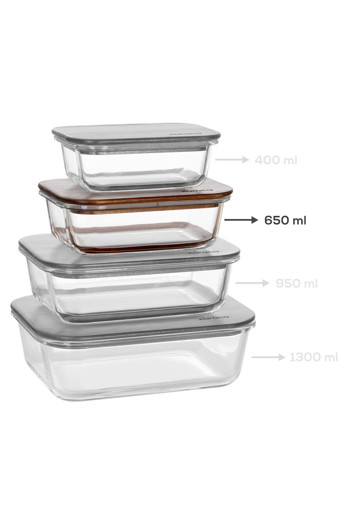 Karaca-Karya Acacia Glass Storage Container with Wooden Lid 650 ml 6
