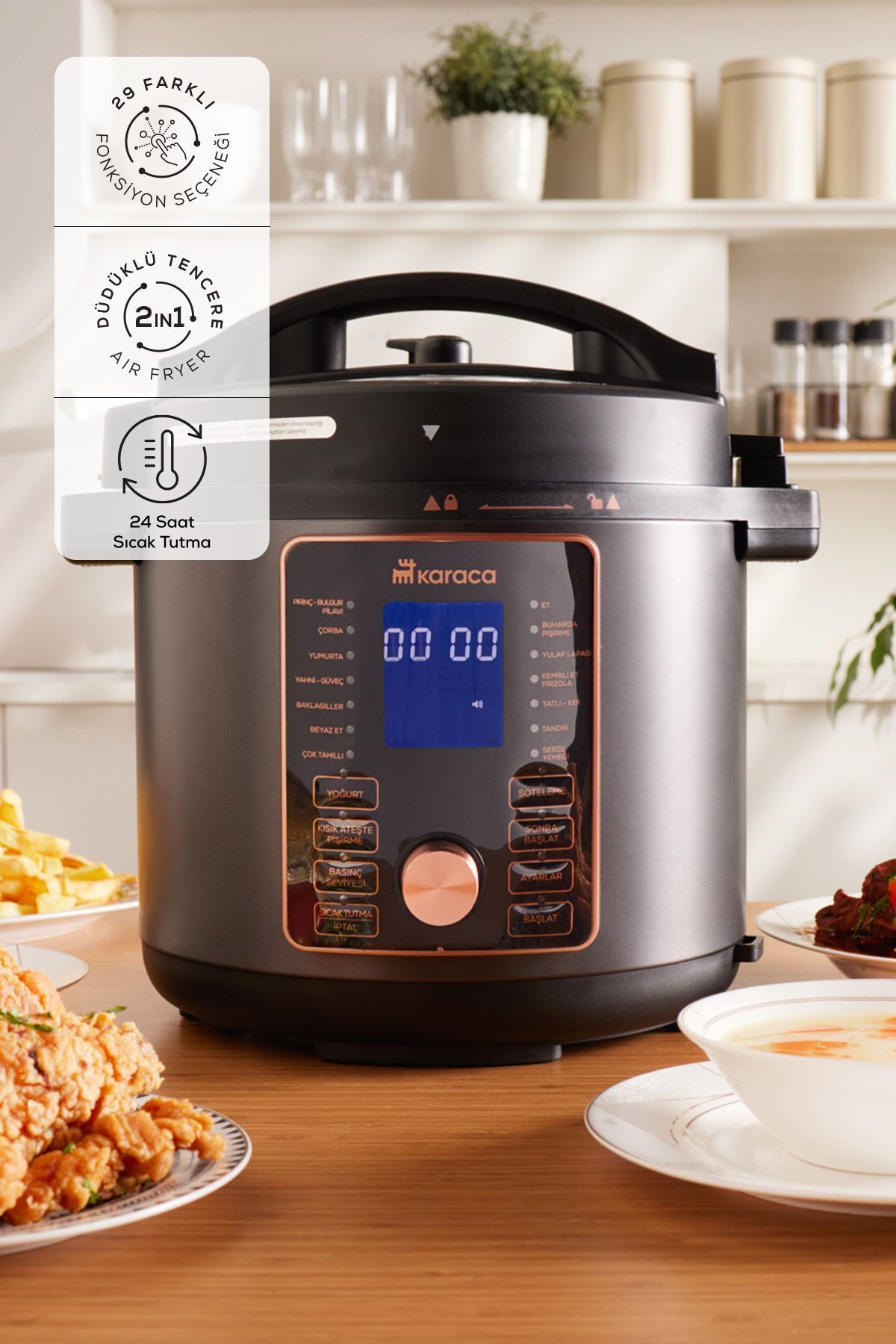 Karaca Cooker 2in1 6L Cok Amacl Bas ncl Pi irici Ak ll Elektrikli Duduklu Tencere ve Airfryer Matt Black Fiyat Yorumlar Trendyol