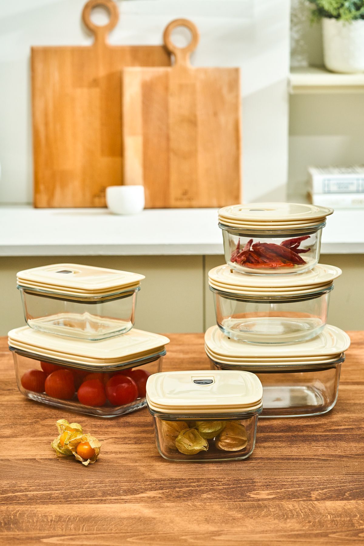 Karaca-Cream Vacuum Glass Storage Container with Lid 0.6 Lt 5