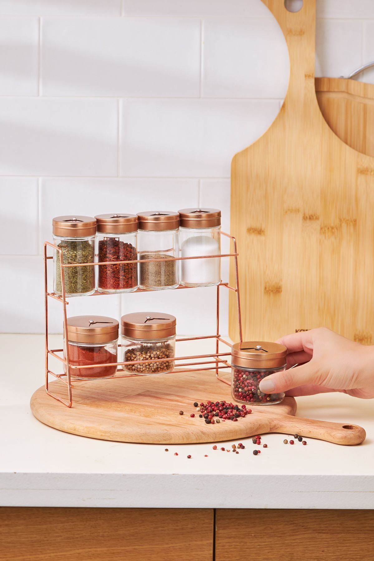 Karaca Top Copper 8 Piece Spice Set with Stand Trendyol