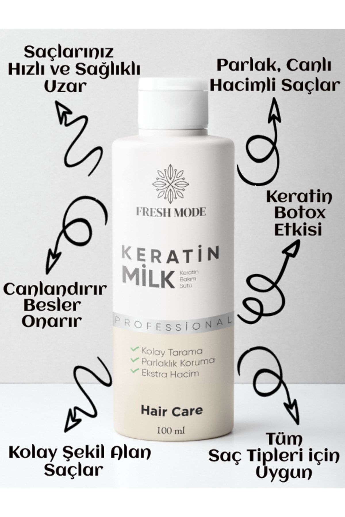 Fresh Mode Yıpranmış Saçlar Için Profesyonel Keratin Bakım Sütü 100 ML Tanıtım Fiyatıdır