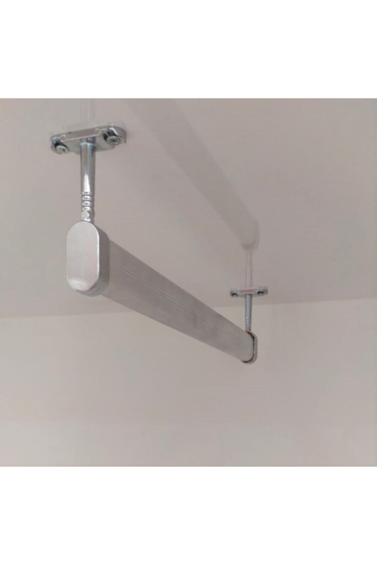 FSM-Aluminum 50 Cm Inside Cabinet Oval Clothes Hanger Pipe 2 Pieces Ceiling Hanger Screws 3