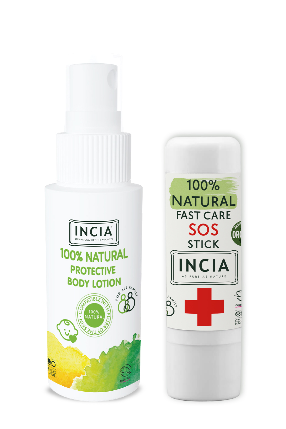 INCIA %100 Doğal Koruyucu Vücut Losyonu Sprey Yenidoğan 50 ml & %100 Doğal Sos Stick 6 G Set fotoğrafı 2 (önizleme)