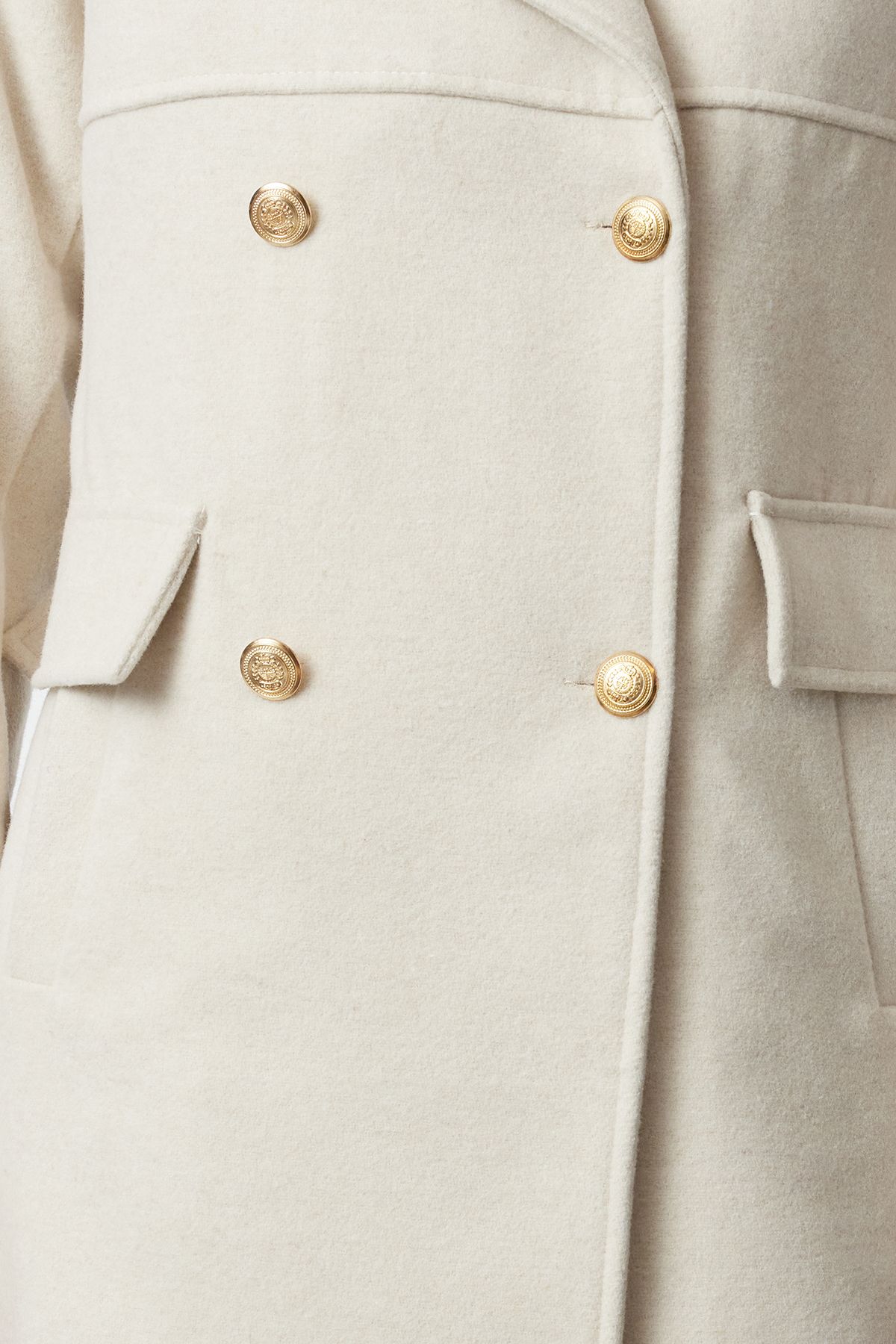 Trendyol Collection-Ecru Regular Wool Midi Coat - with Stitching Detail Twoaw25kb00051 4
