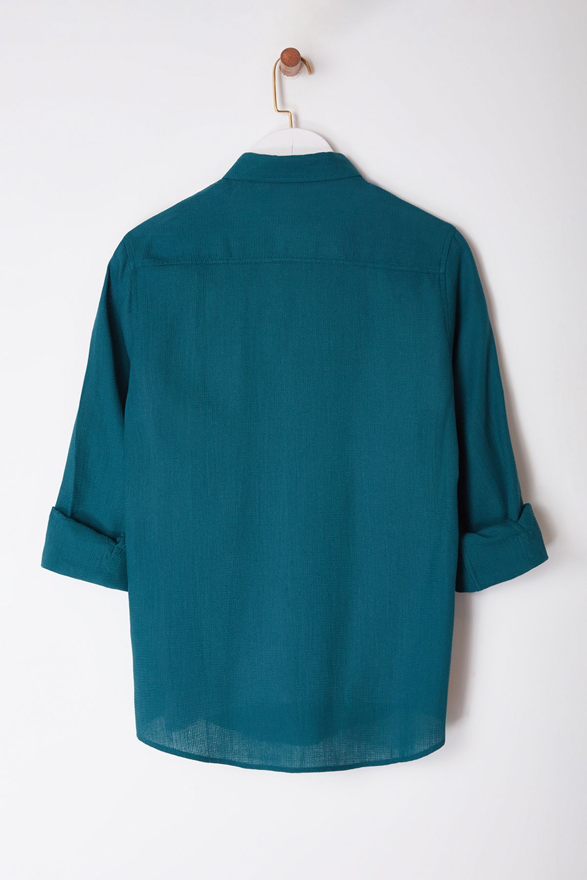 Edit by Trendyol-Cămașă pentru bărbați, verde smarald, țesătură slim fit - TEDAW25GO00006 2