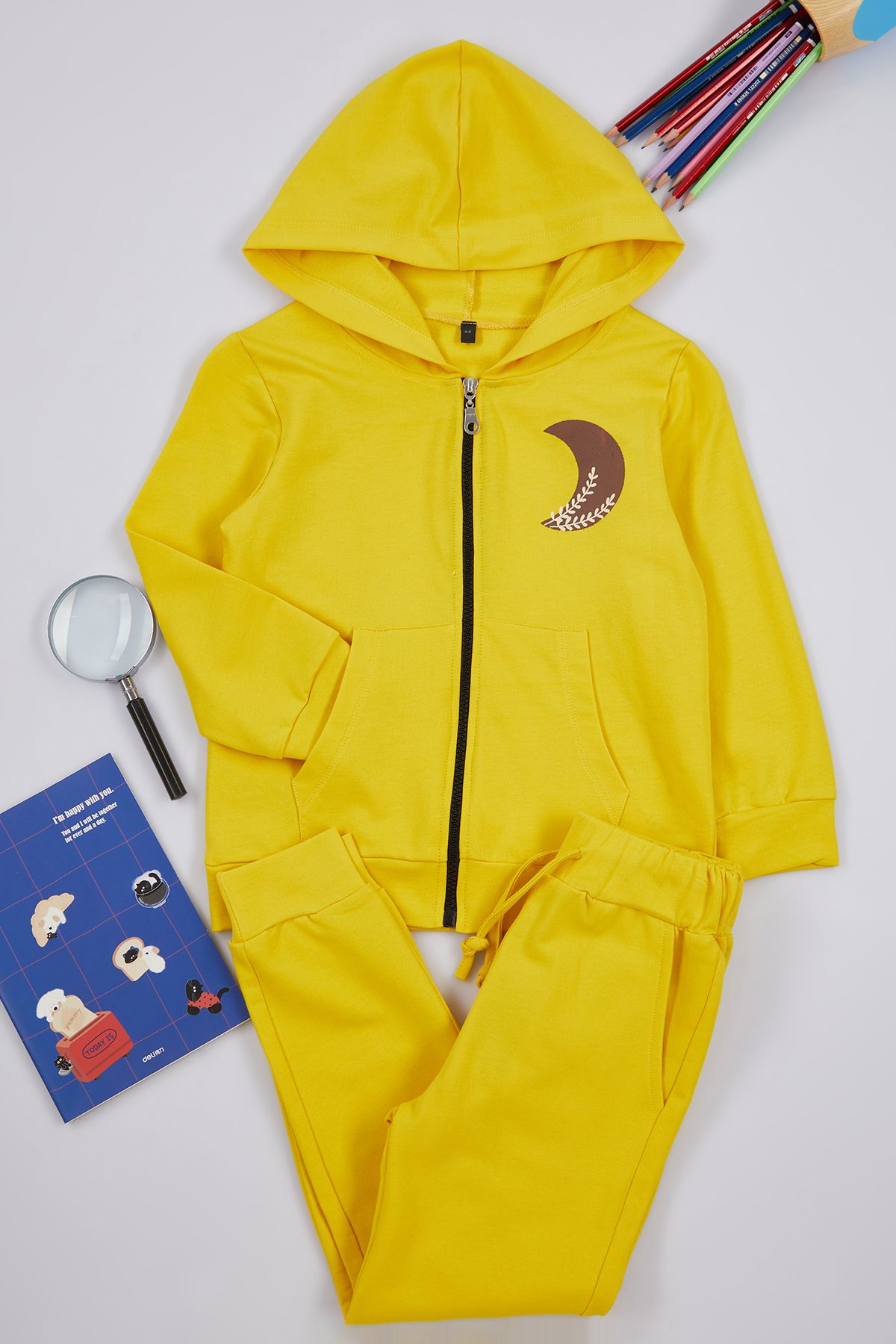 TRENDYOLKIDS Żółty Dziewczęcy Dzianinowy Kombinezon Z Napisem Tkdaw25au00040 Kobieta - 6–7 years