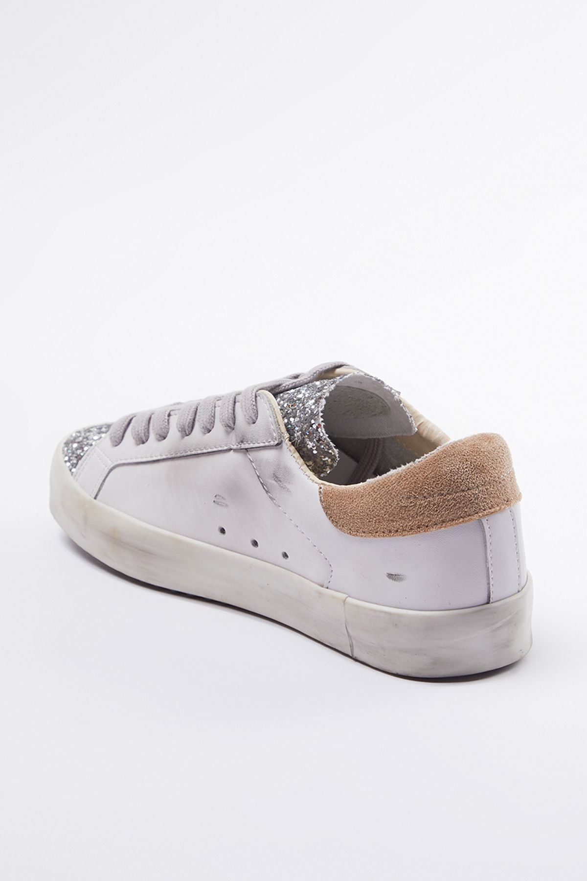 TRENDYOL SHOES-Retro fehér csillogó női tornacipő - Takaw25sn00007 6
