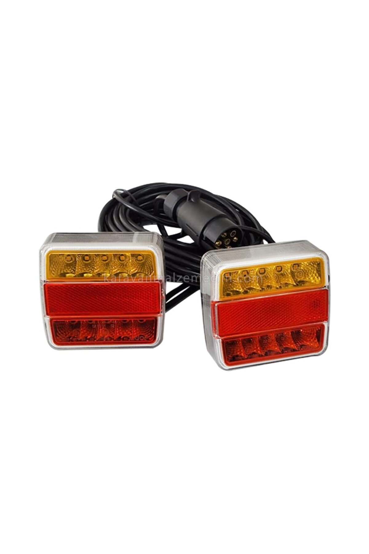 KaravanMalzemecim Led Römork Stop Lambası 7 Pin Set Mıknatıslı 7,5m - 12v