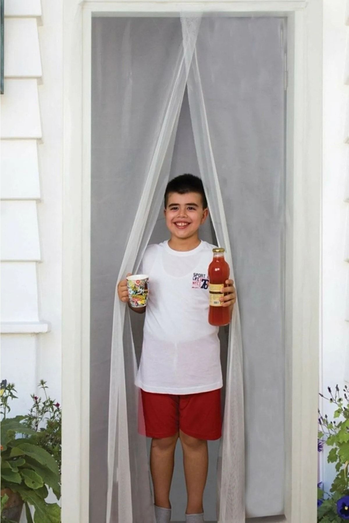 Pratik Manyetik Mıknatıslı Beyaz Kapı Sinekliği Tülü 95 X 210 Cm