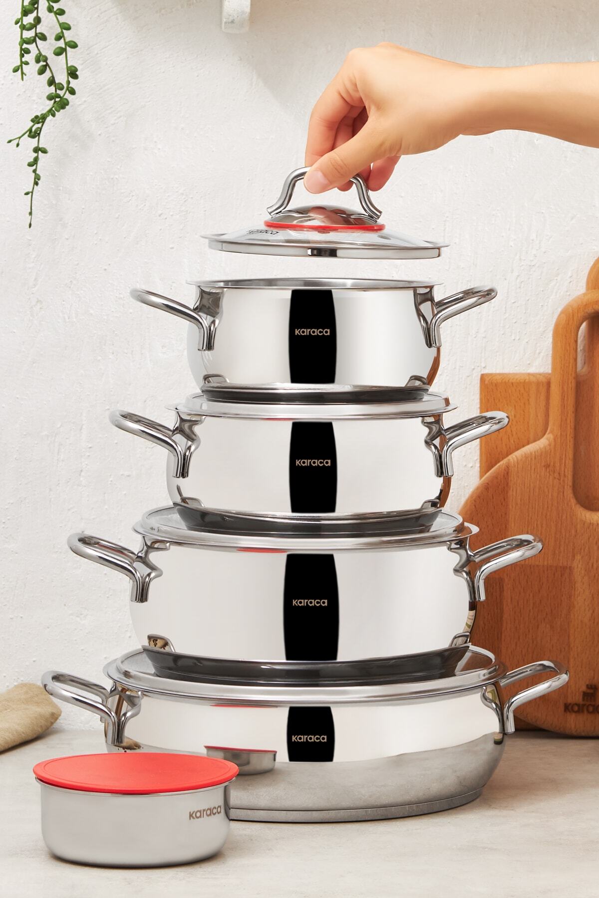 Karaca Emirgan XL 10 Piece Steel Cookware Set with Storage Cover