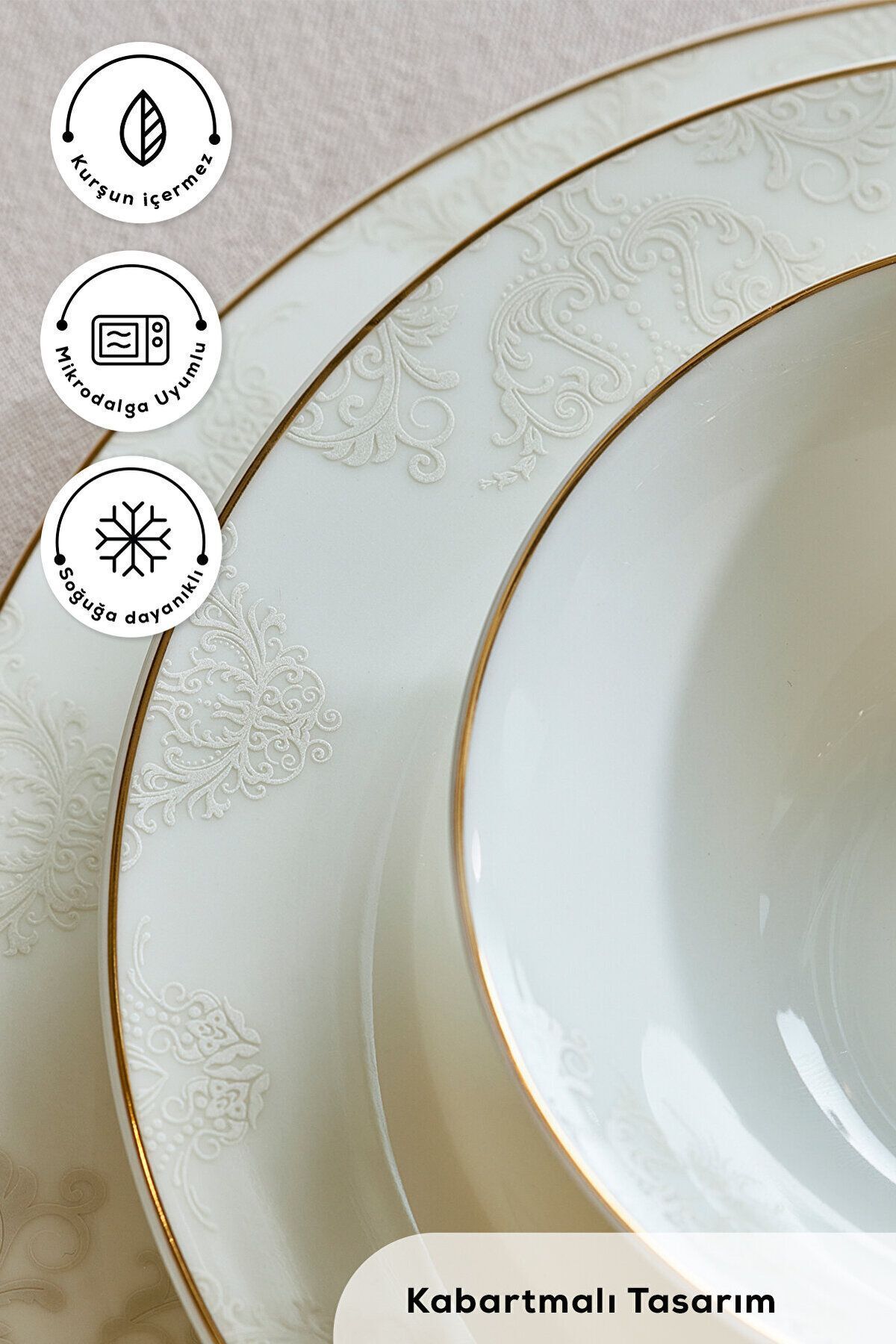 Karaca-Elegance Bone Siena - 53 Piece Dining Set for 12 People Gold 2