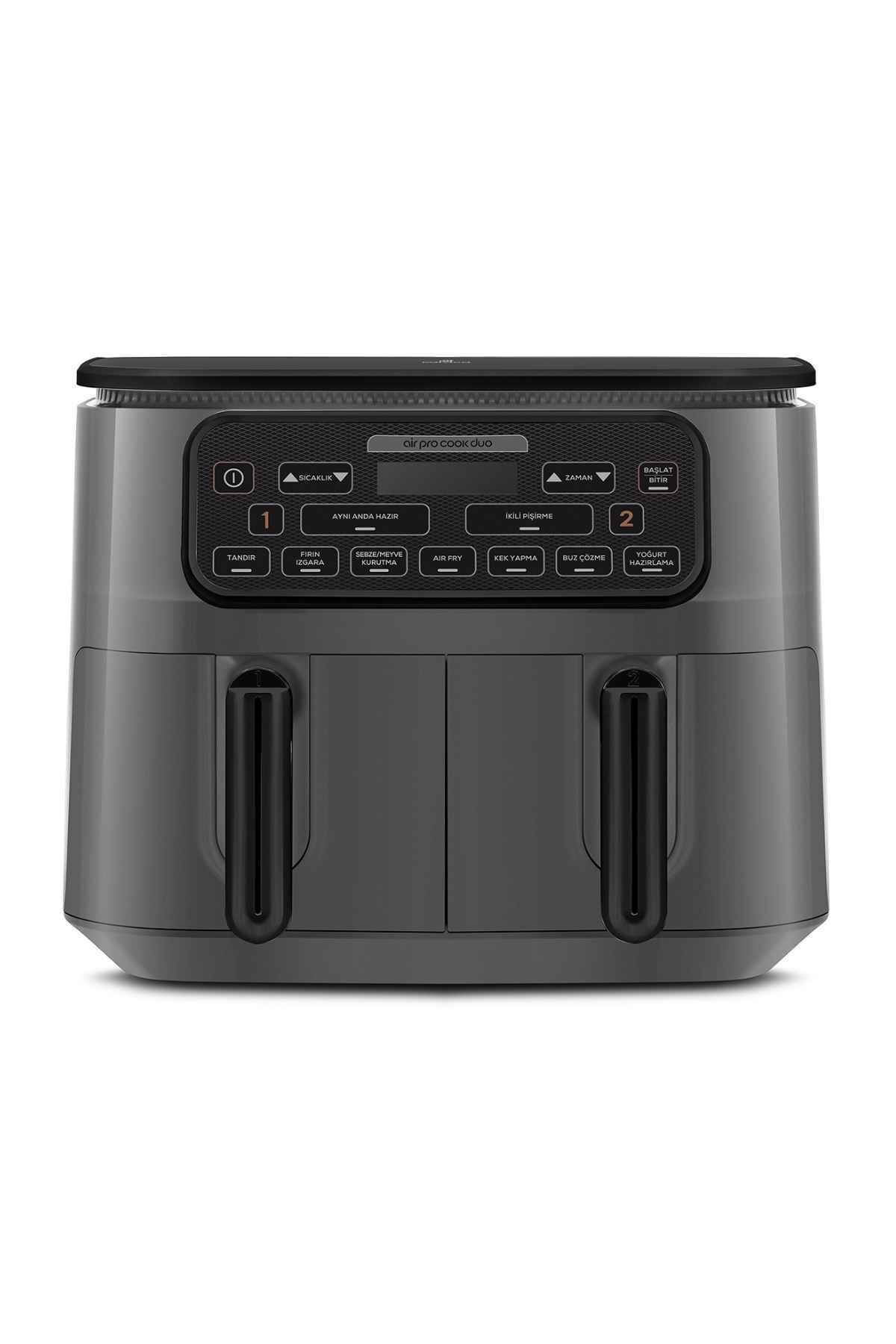 Air Pro Cook Duo Tandır XXXL 8 Litre Airfryer Fritöz Space Gray Black 8 Kişilik